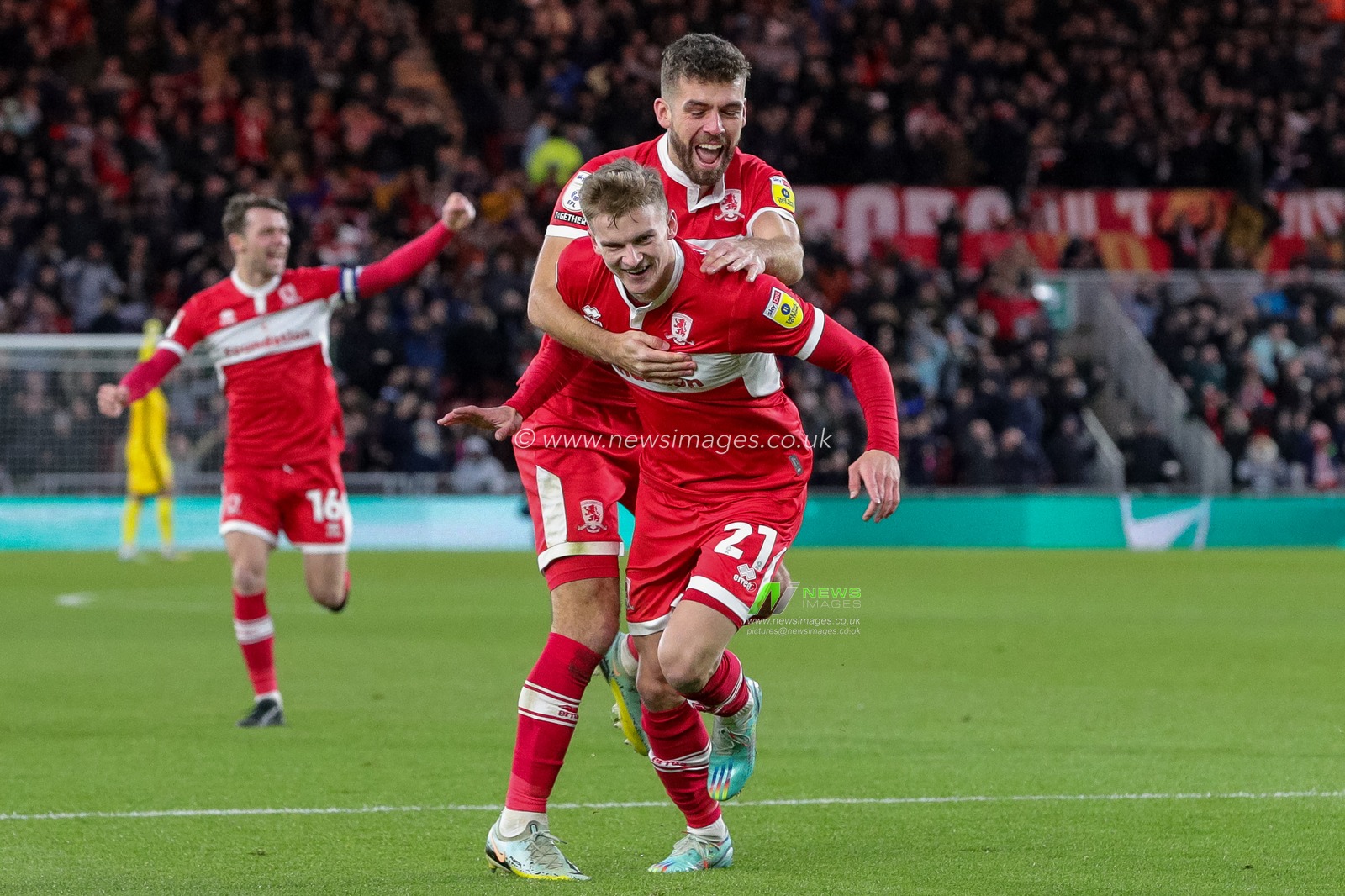 Marcus Forss #21 of Middlesbrough celebrates his goal and makes the score 1-0 during the Sky Bet Championship match Middlesbrough vs Millwall at Riverside Stadium, Middlesbrough, United Kingdom, 14th January 2023

(Photo by James Heaton/News Images)
