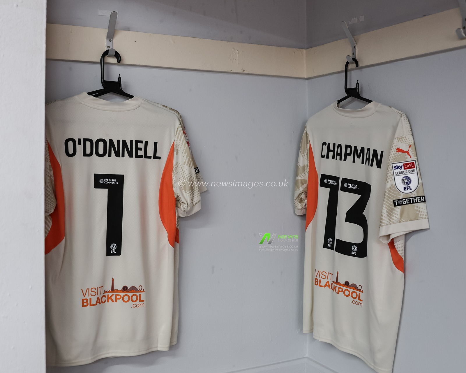 Richard O'Donnell of Blackpool and Mackenzie Chapman of Blackpool shirts during the Sky Bet League 1 match Peterborough United vs Blackpool at Weston Homes Stadium, Peterborough, United Kingdom, 22nd October 2024

(Photo by Mark Cosgrove/News Images)