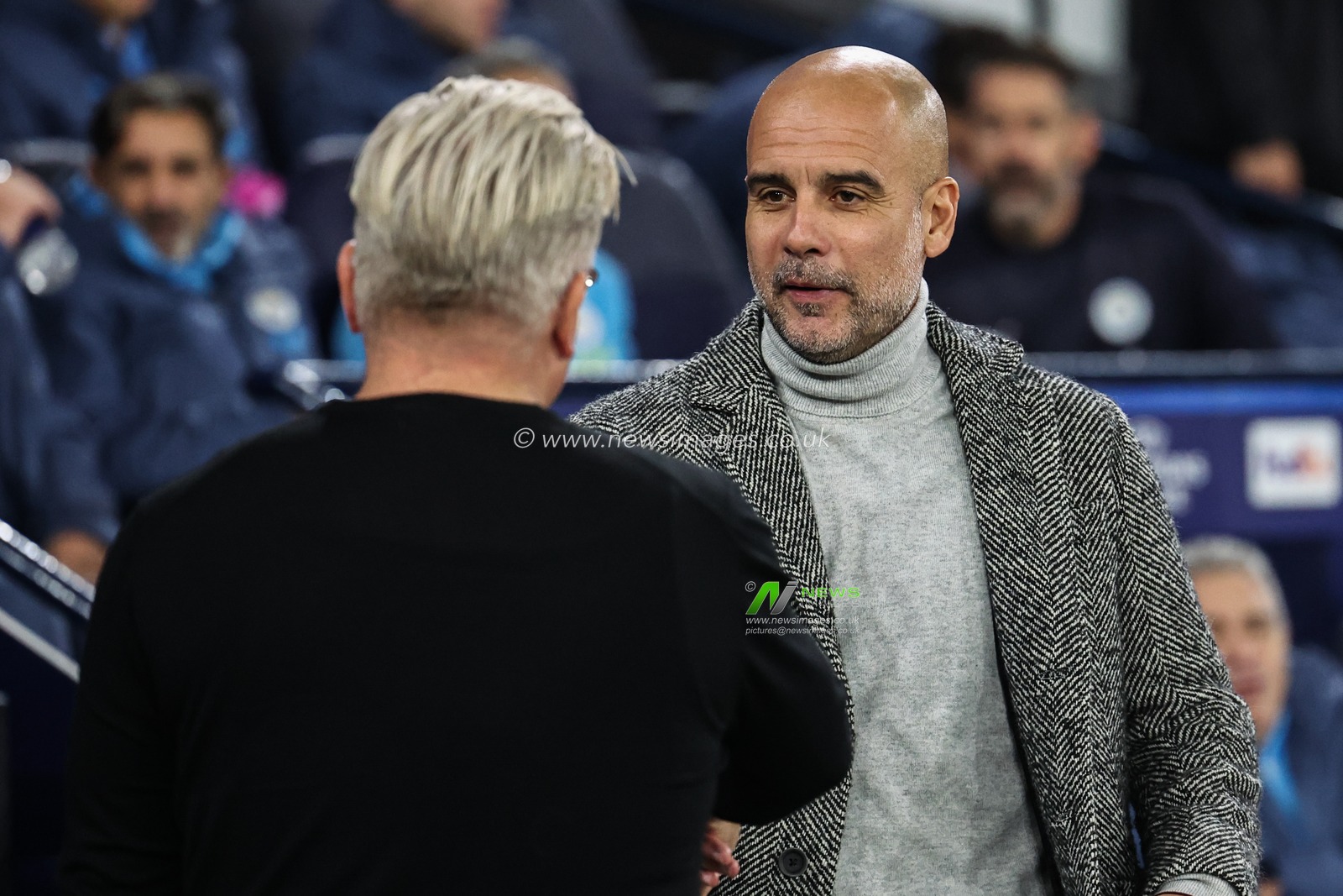 Lars Friis head coach of Sparta Prague and Pep Guardiola manager of Manchester City shake hands during the UEFA Champions League, League Stage Manchester City v Sparta Prague at Etihad Stadium, Manchester, United Kingdom, 23rd October 2024

(Photo by Mark Cosgrove/News Images)