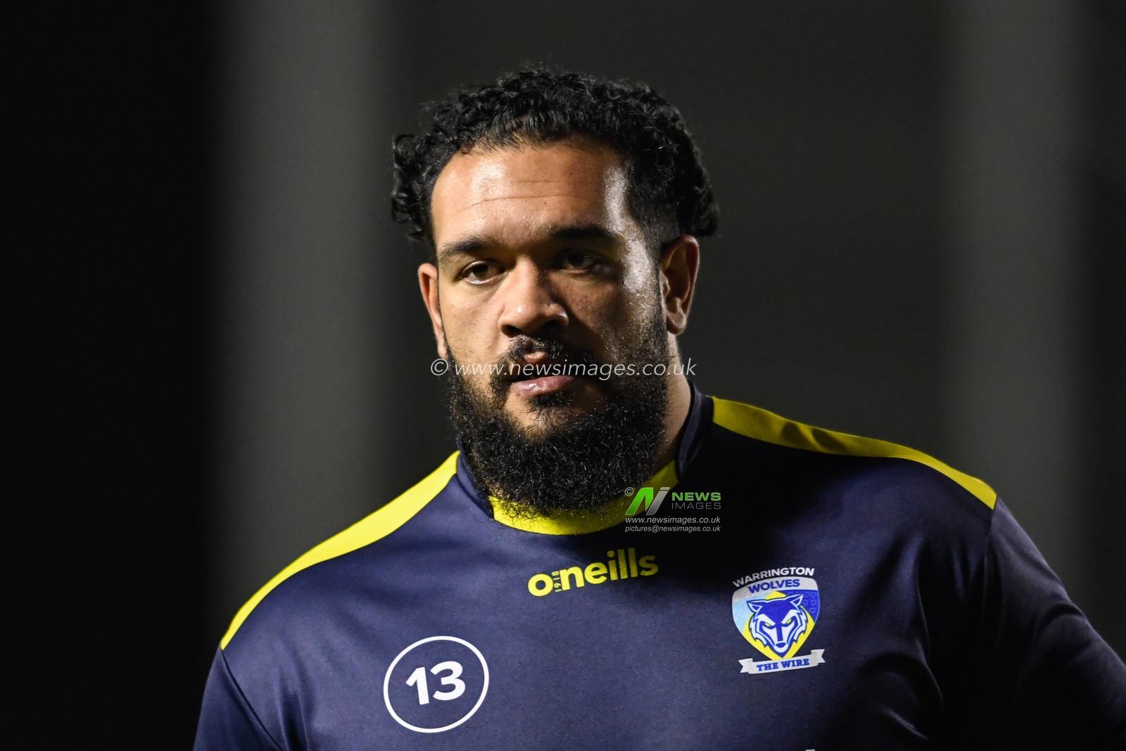 Ben Murdoch-Masilla #13 of Warrington Wolves during the pre-game warm up