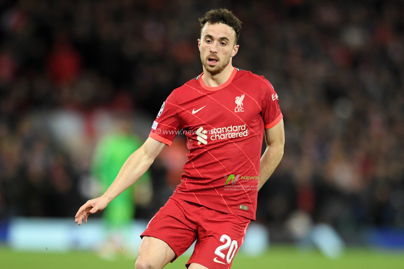 Diogo Jota #20 of Liverpool in action during the game