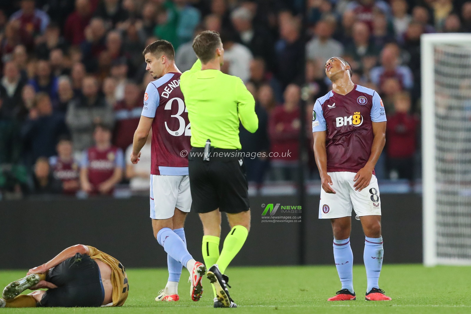 Youri Tielemans #8 of Aston Villa reacts to the referees Urs Schnyder decision during the UEFA Europa Conference League match Aston Villa vs HÅ K Zrinjski Mostar at Villa Park, Birmingham, United Kingdom, 5th October 2023

(Photo by Gareth Evans/News Images)