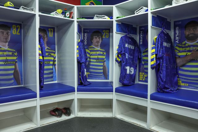 Warrington team lockers in the dressing room during the Betfred Challenge Cup round 4 match Goole Vikings vs Warrington Wolves at The Halliwell Jones Stadium, Warrington, United Kingdom on 14 March 2026

(Photo by Mark Cosgrove/News Images)