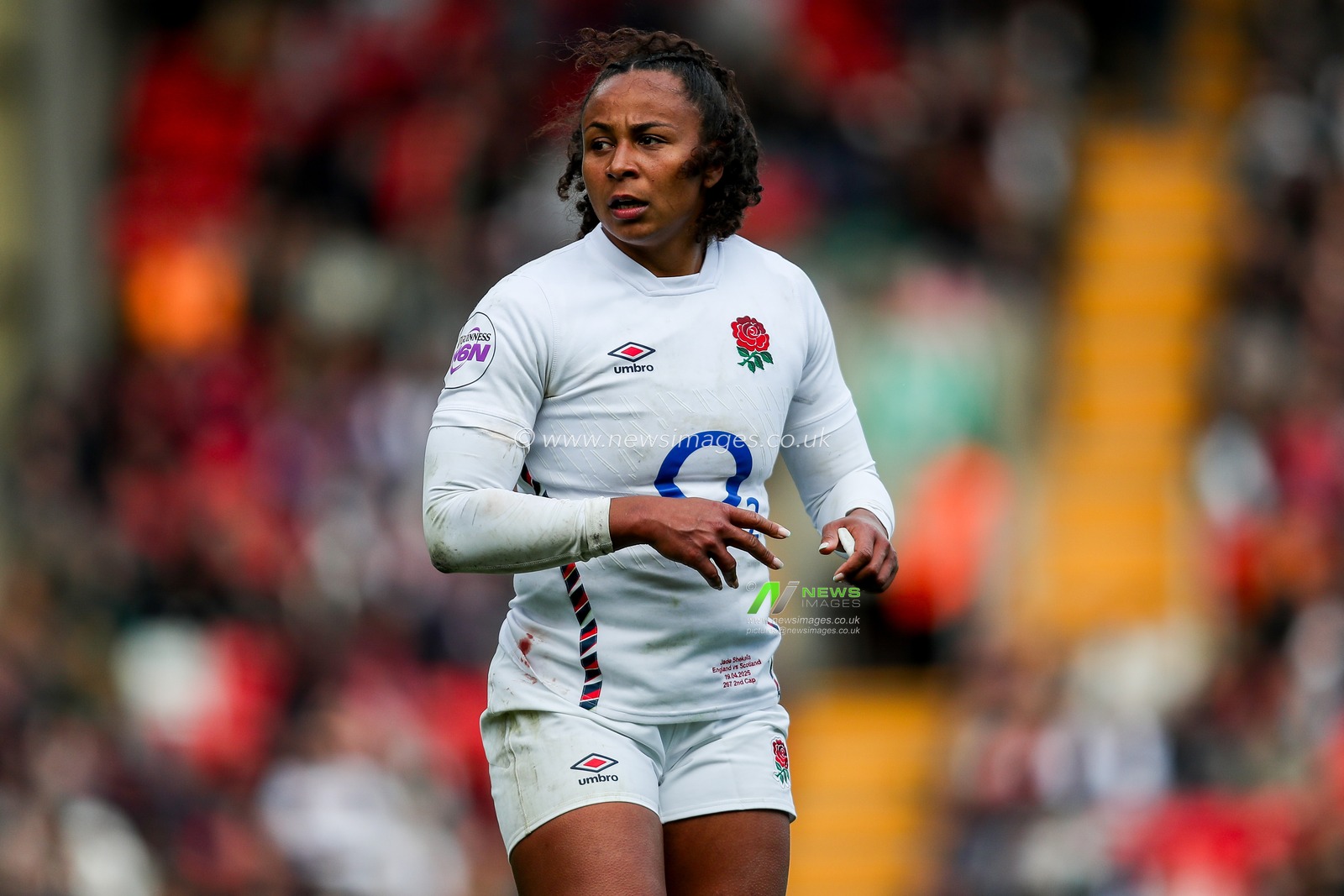Jade Shekells of England Women looks on during the 2025 Guinness Womenâ€™s 6 Nations match England vs Scotland at Mattioli Woods Welford Road Stadium, Leicester, United Kingdom, 19th April 2025

(Photo by Izzy Poles/News Images)