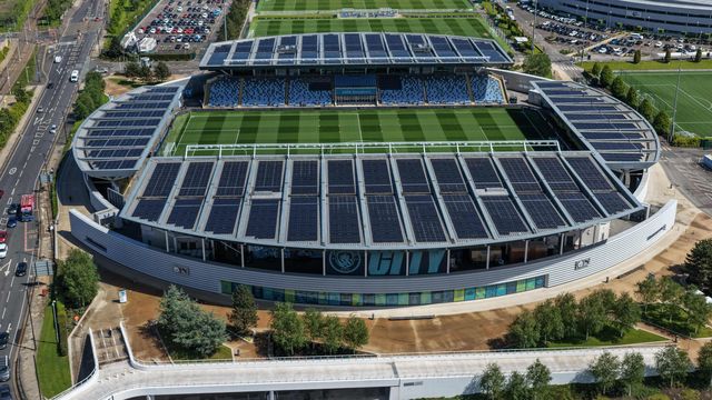 An aerial view of The Joie Stadium during the FA Youth Cup Final match Manchester City U18 vs Manchester United U18 at Joie Stadium, Manchester, United Kingdom on 14 May 2026

(Photo by Mark Cosgrove/News Images)