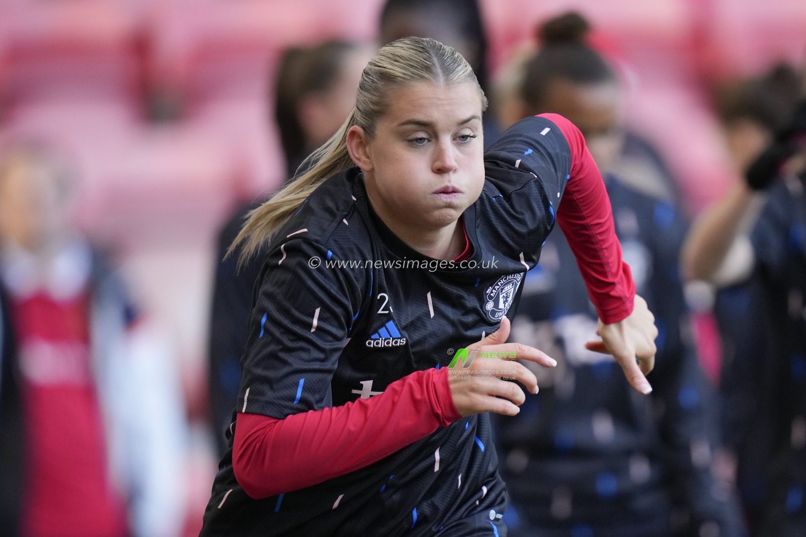 Alessia Russo #23 of Manchester United warms up before  the The Fa Women's Super League match Manchester United Women vs Liverpool Women at Leigh Sports Village, Leigh, United Kingdom, 15th January 2023

(Photo by Steve Flynn/News Images)