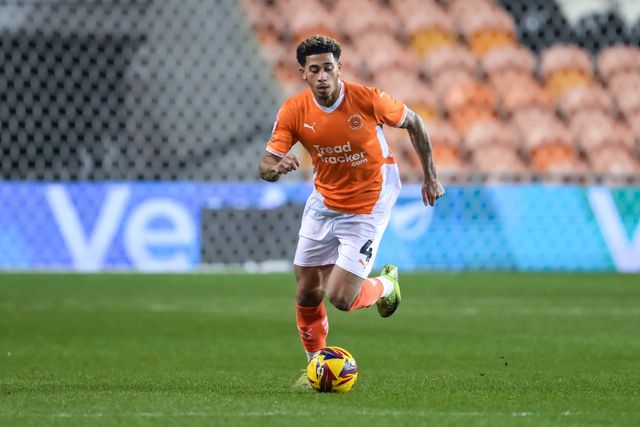 Jordan Lawrence-Gabriel of Blackpool makes a break with the ball during the Vertu Trophy match Blackpool vs Aston Villa U21 at Bloomfield Road, Blackpool, United Kingdom, 17th December 2024

(Photo by Craig Thomas/News Images)