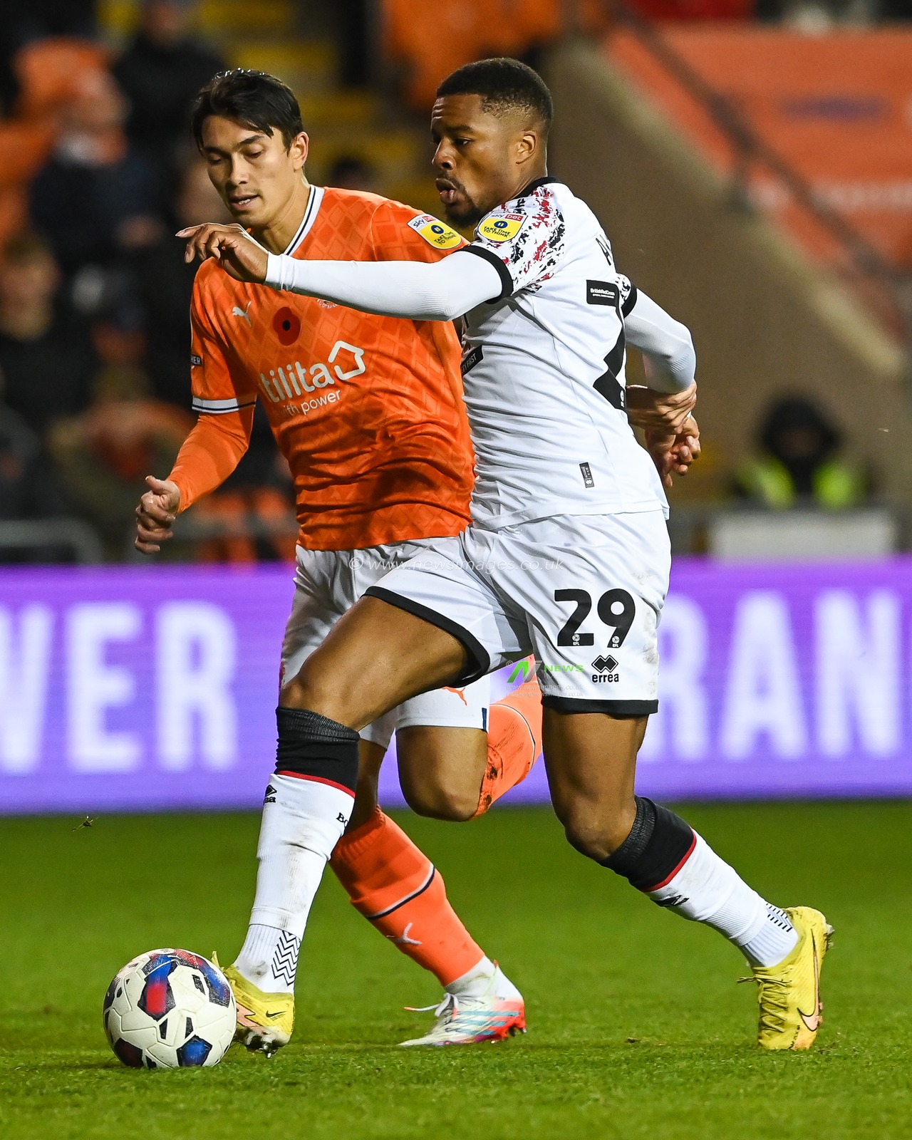 Chuba Akpom #29 of Middlesbrough in action during the game  the ball during the Sky Bet Championship match Blackpool vs Middlesbrough at Bloomfield Road, Blackpool, United Kingdom, 8th November 2022

(Photo by Craig Thomas/News Images)