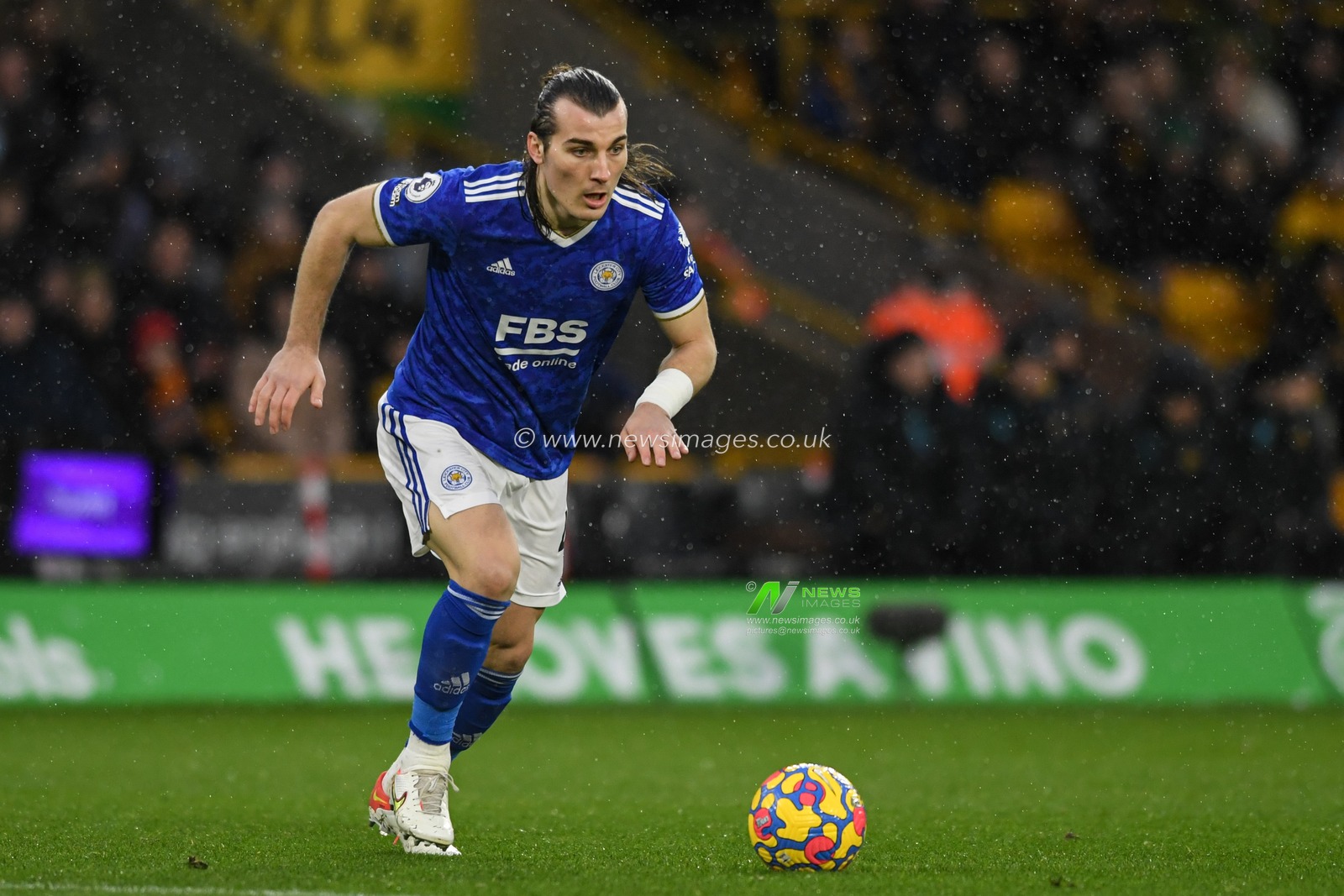 Caglar Soyuncu #4 of Leicester City runs with the ball