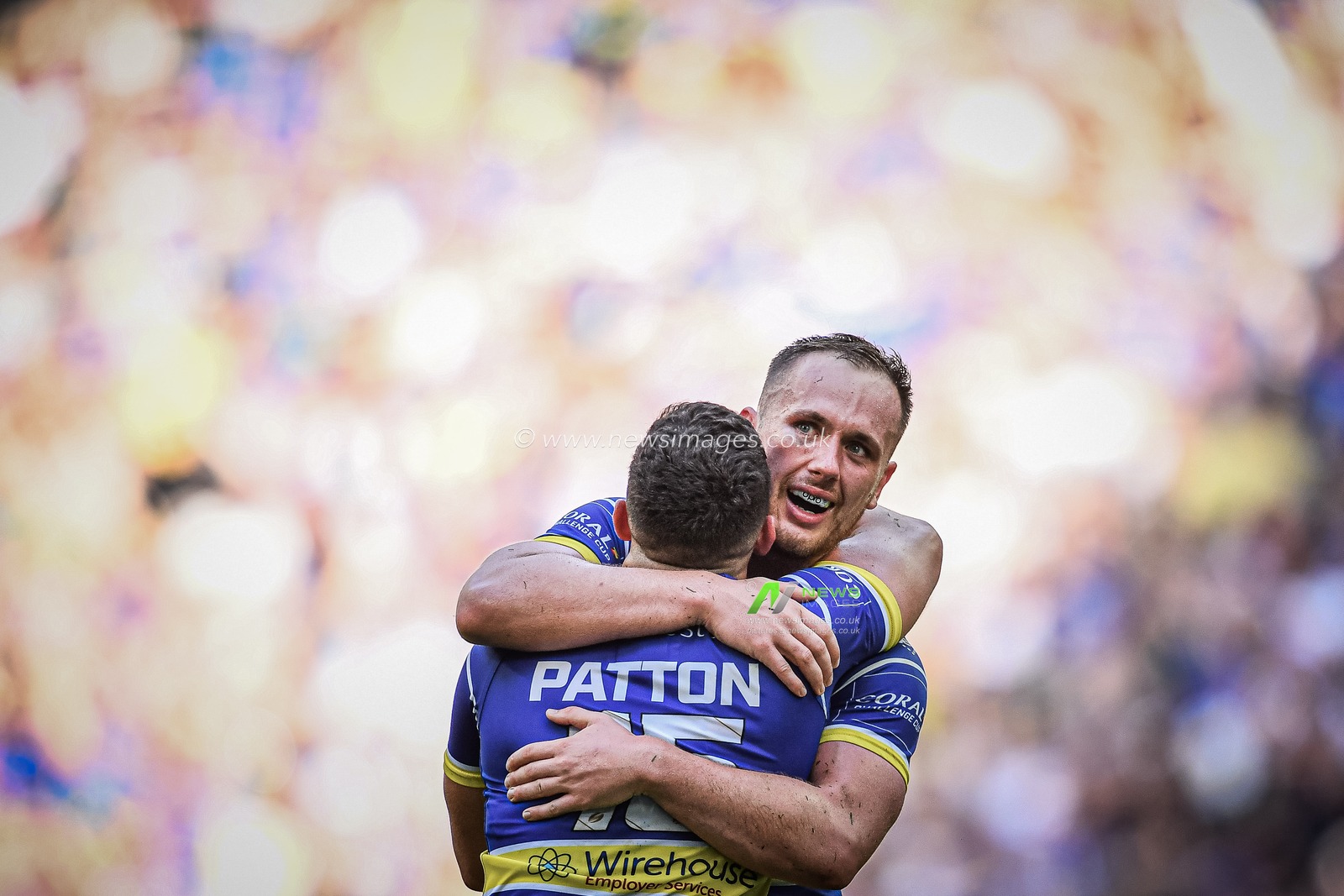 24th August 2019 , Wembley Stadium, London England ; 2019 Coral Challenge Cup Final ; St Helens vs Warrington Wolves ; Ben Currie and Declan Patton of Warrington Wolves celebrate at the final whistle



Credit: Craig Thomas/News Images