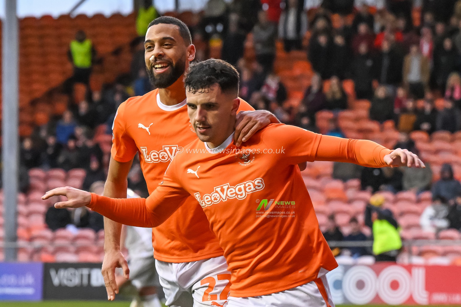 Albie Morgan of Blackpool celebrates his goal to make it 1-0 during the Sky Bet League 1 match Blackpool vs Exeter City at Bloomfield Road, Blackpool, United Kingdom, 13th January 2024

(Photo by Craig Thomas/News Images)