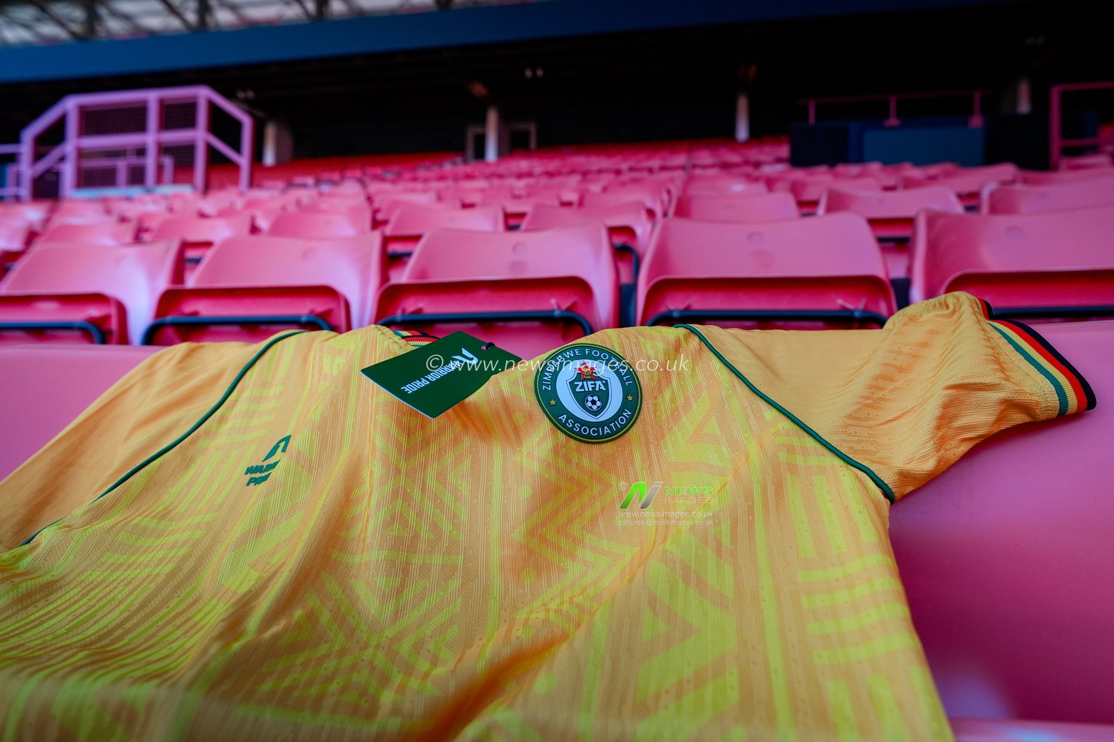 A general view of  Zimbabwe jersey on the pitch and stands during the Nigeria vs Zimbabwe Unity Cup 2026 semi-final match at The Valley in Charlton, London, England on Tuesday, May 26, 2026.