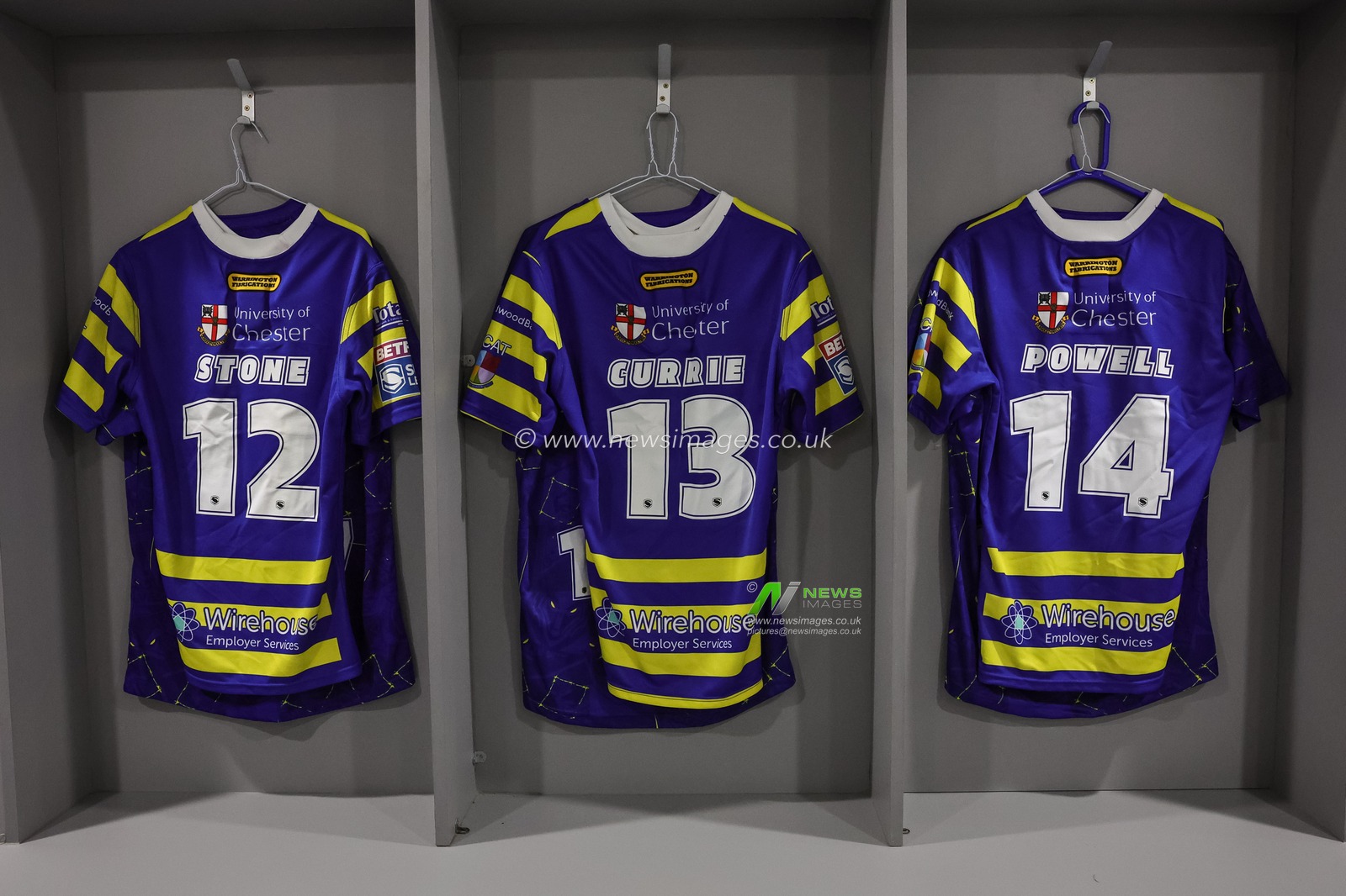 Shirt backs of Sam Stone, Ben Currie and Sam Powell of Warrington Wolves during the Betfred Super League Round 4 match York Knights vs Warrington Wolves at LNER Community Stadium, York, United Kingdom on 06 March 2026

(Photo by Mark Cosgrove/News Images)