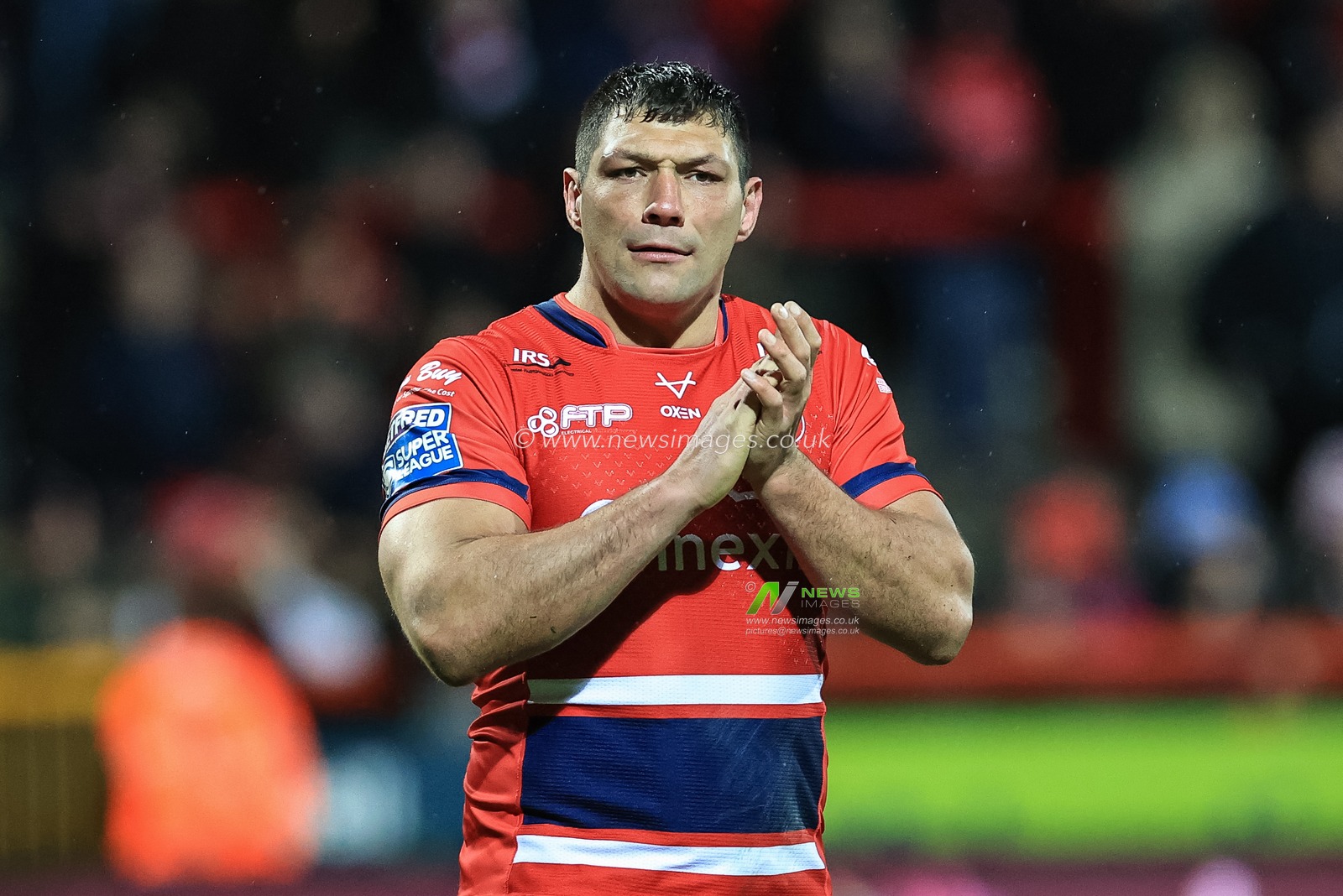 Ryan Hall #5 of Hull KR applauds the fans after Hull KR thrash Warrington 34-18