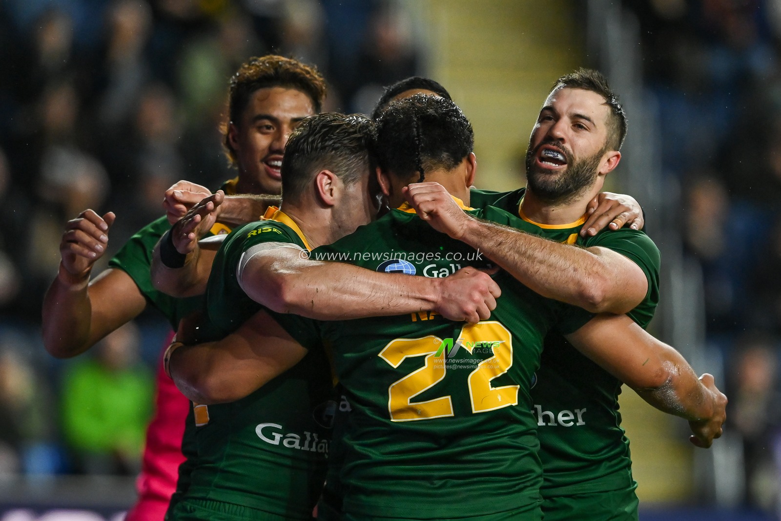 Jeremiah Nanai of Australia celebrates his try during the Rugby League World Cup 2021 match Australia vs Fiji at Headingley Stadium, Leeds, United Kingdom, 15th October 2022

(Photo by Craig Thomas/News Images)