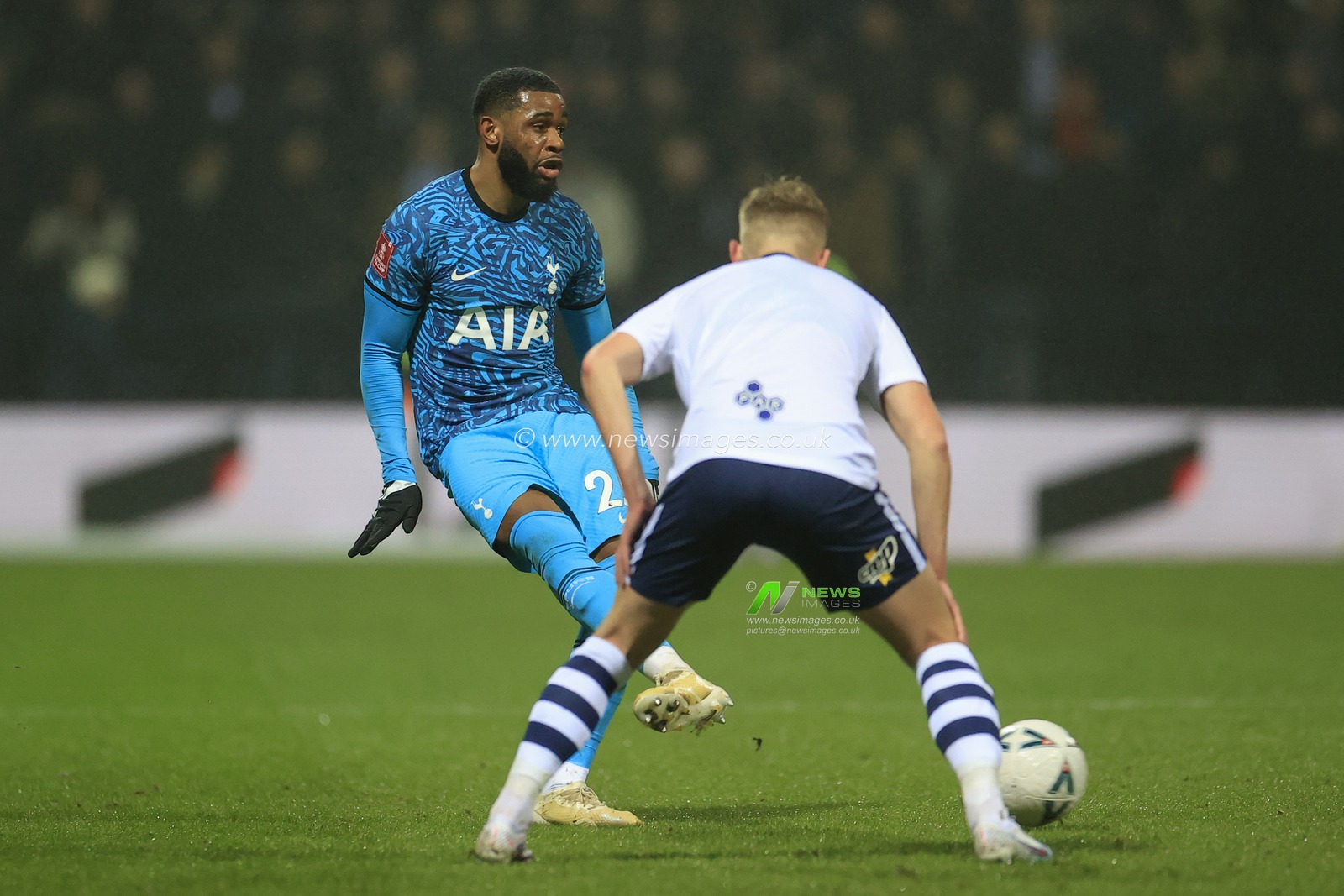 Japhet Tanganga #25 of Tottenham Hotspur in action during the Emirates FA Cup Fourth Round match Preston North End vs Tottenham Hotspur at Deepdale, Preston, United Kingdom, 28th January 2023

(Photo by Conor Molloy/News Images)