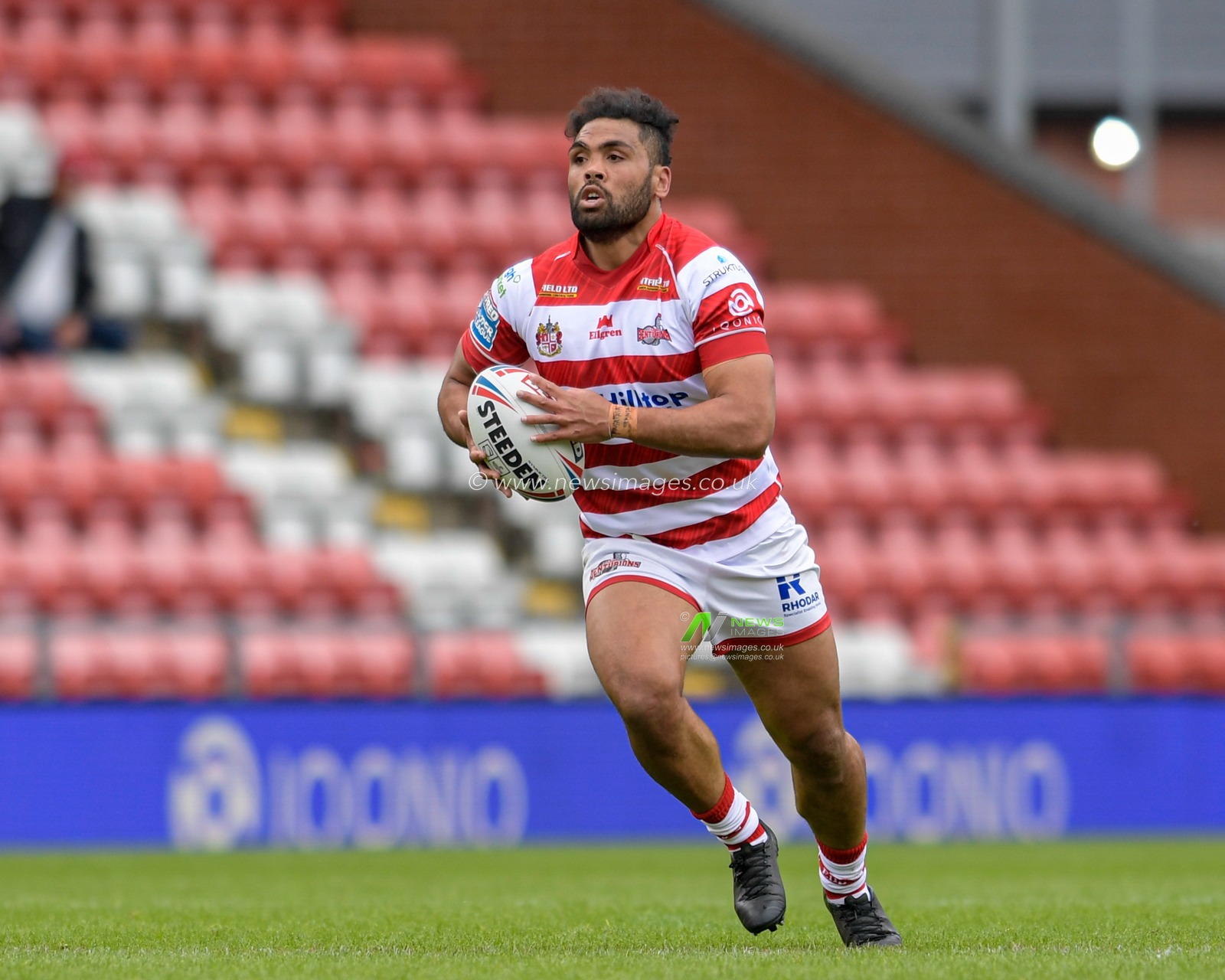 Mark Ioane  (10) of Leigh Centurions runs forward with the ball