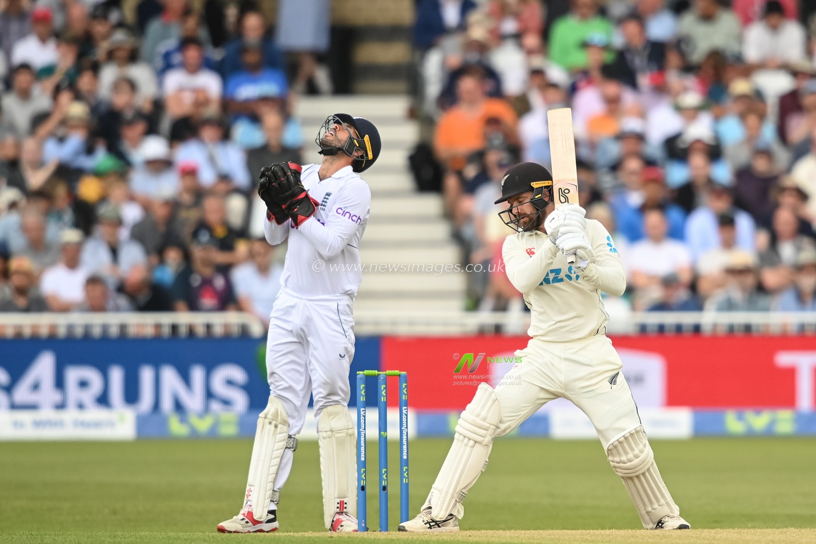 Tom Blundell of New Zealand looks on after missing the ball during day 2 of the 2nd Test between the New Zealand Blackcaps and England at Trent Bridge Cricket Ground, Nottingham, England on Saturday 11 June 2022.