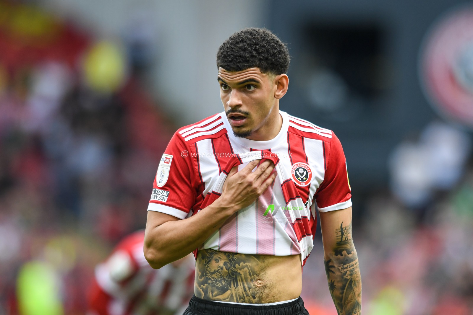 Morgan Gibbs-White #27 of Sheffield United in action during the game