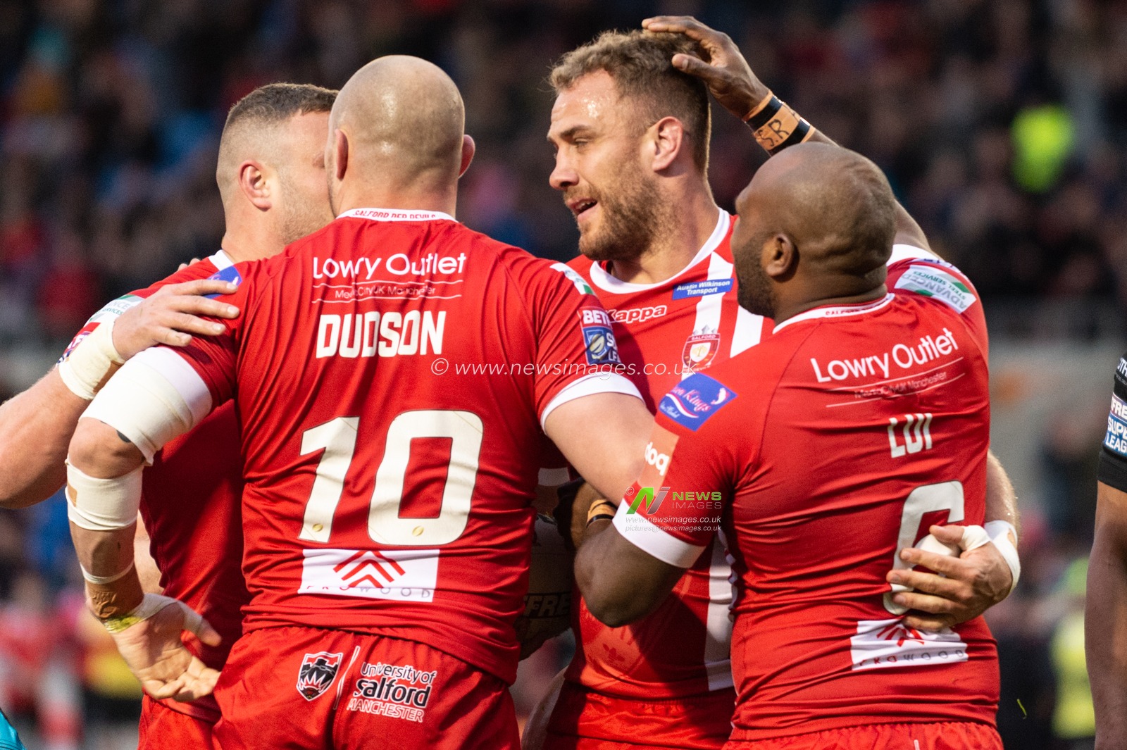 3rd May 2019 ,  AJ Bell Stadium, Salford, England;  Betfred Super League, Round 14, Salford Red Devils vs Leeds Rhinos ; Lee Mossop of Salford Red Devils celebrates his try

Credit: Richard Long/News Images