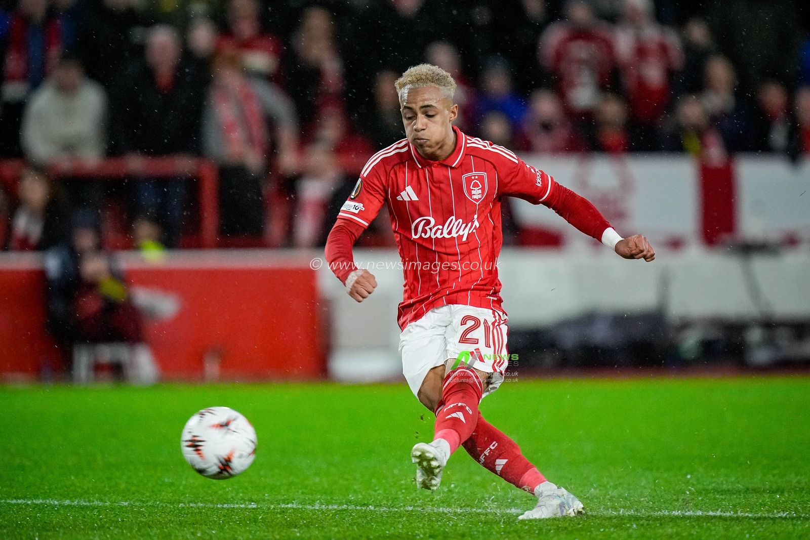 Omari Hutchinson of Nottingham Forest shoots on goal  during the UEFA Europa League 
Knockout Round Play-offs match Nottingham Forest vs Fenerbahce at City Ground, Nottingham, United Kingdom on 26 February 2026

(Photo by Maynard Manyowa/News Images)
