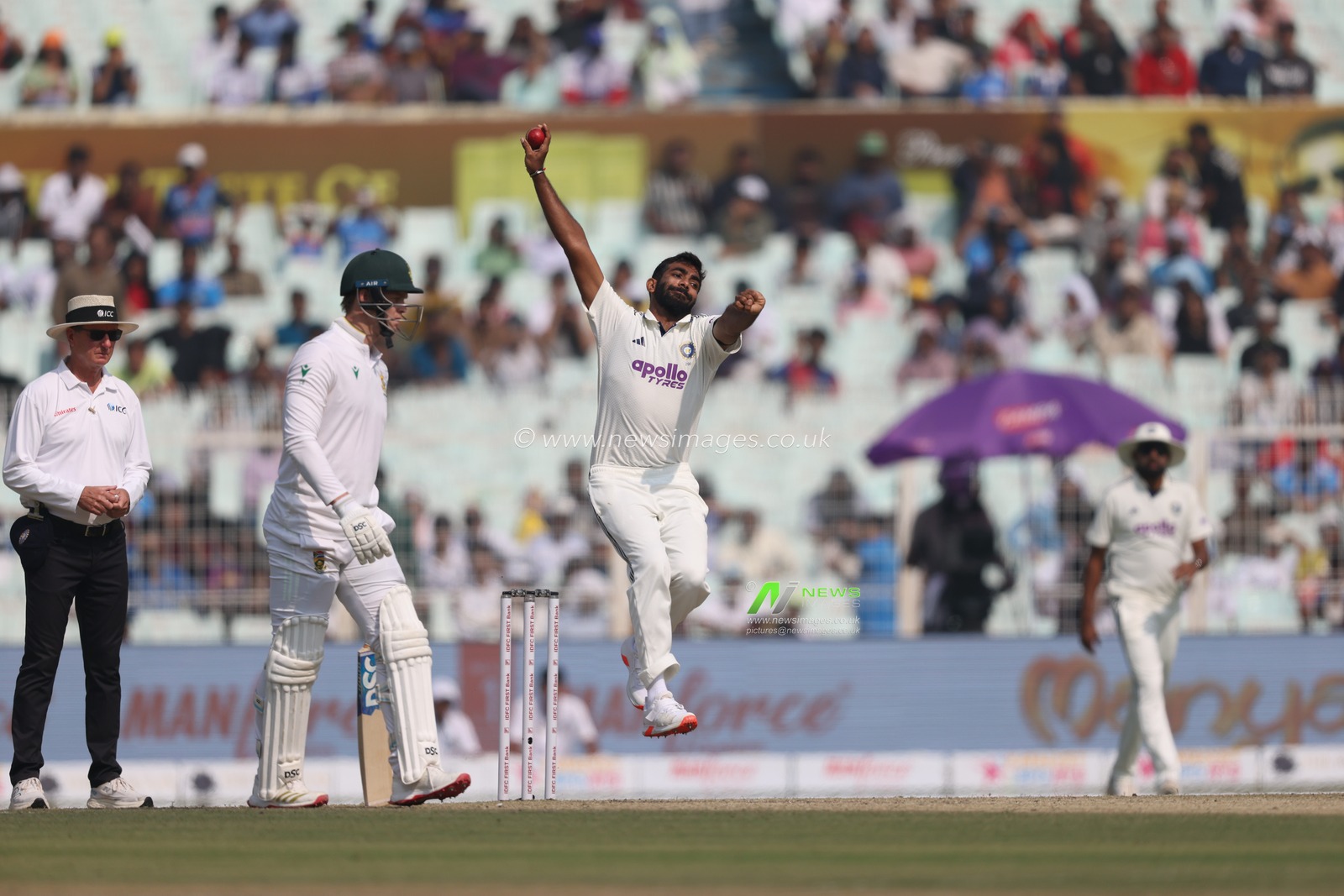 Jasprit Bumrah of India during the IDFC First Bank Test Day 3 match India vs South Africa at Eden Gardens, Kolkata, India, 16th November 2025

(Photo by Shubhajit Roy Karmakar/News Images)