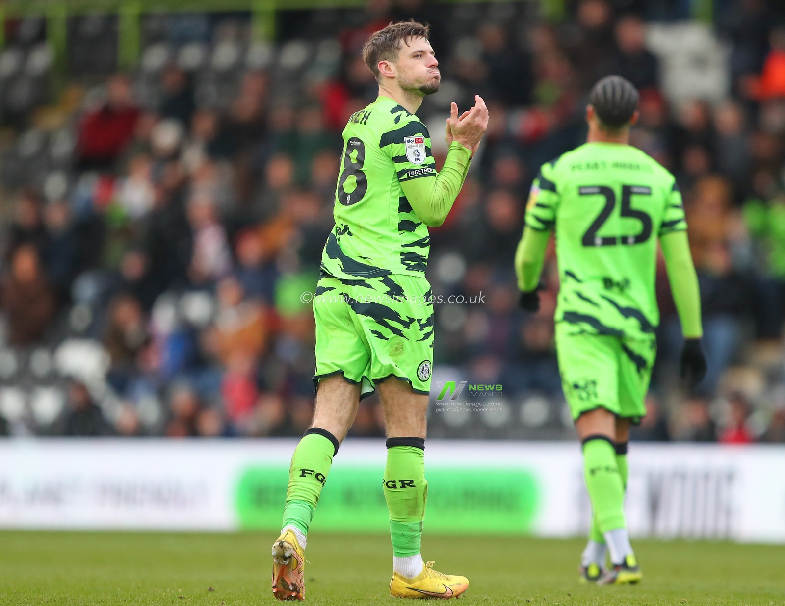 Josh March #28 of Forest Green Rovers applauds whilst being substituted during the Sky Bet League 1 match Forest Green Rovers vs Cambridge United at The New Lawn, Nailsworth, United Kingdom, 3rd December 2022

(Photo by Gareth Evans/News Images)