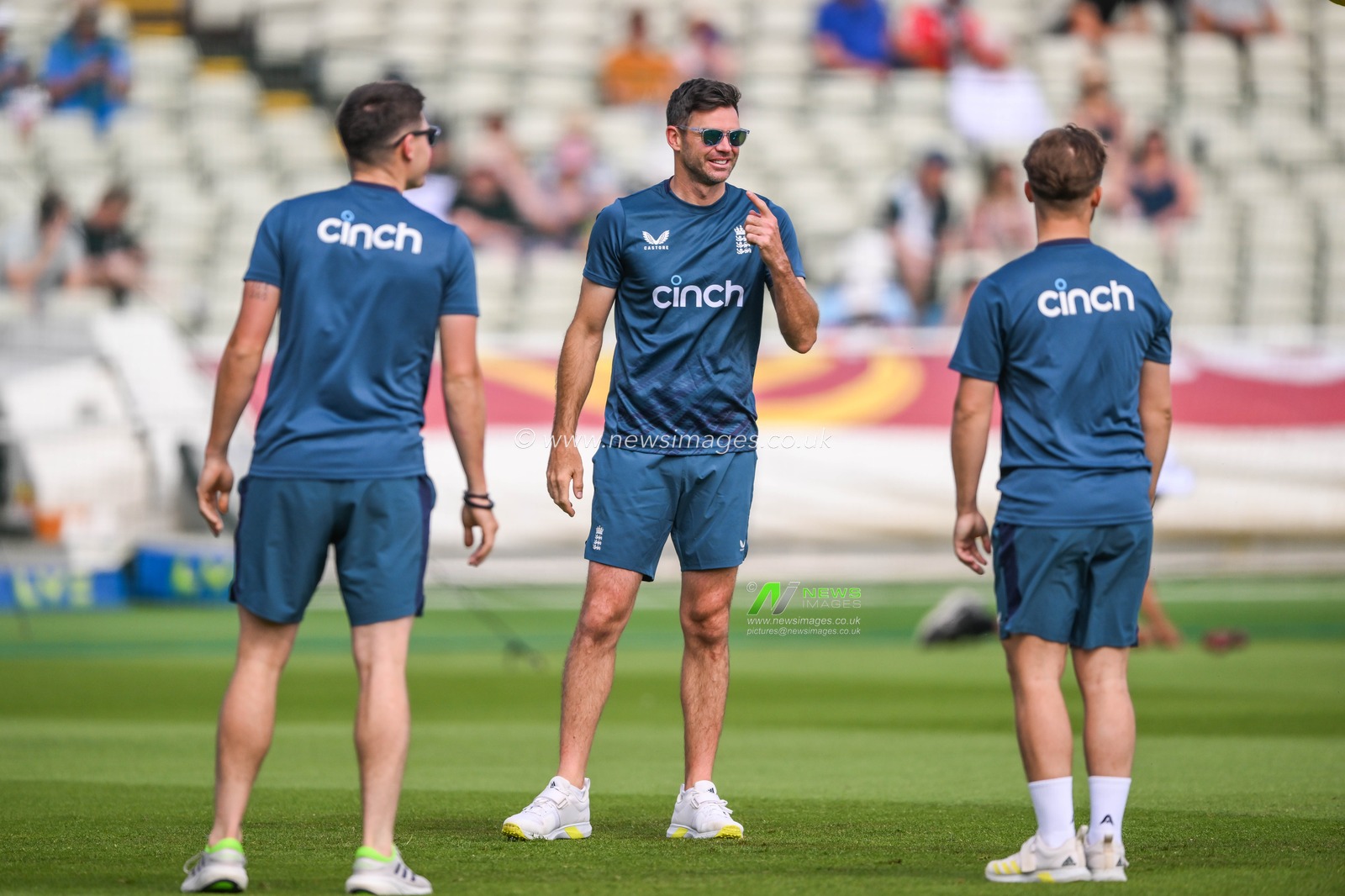 James Anderson of England  during the pre match warm up during the LV= Insurance Ashes Test Series Day 4 match England vs Australia at Edgbaston, Birmingham, United Kingdom, 19th June 2023

(Photo by Craig Thomas/News Images)