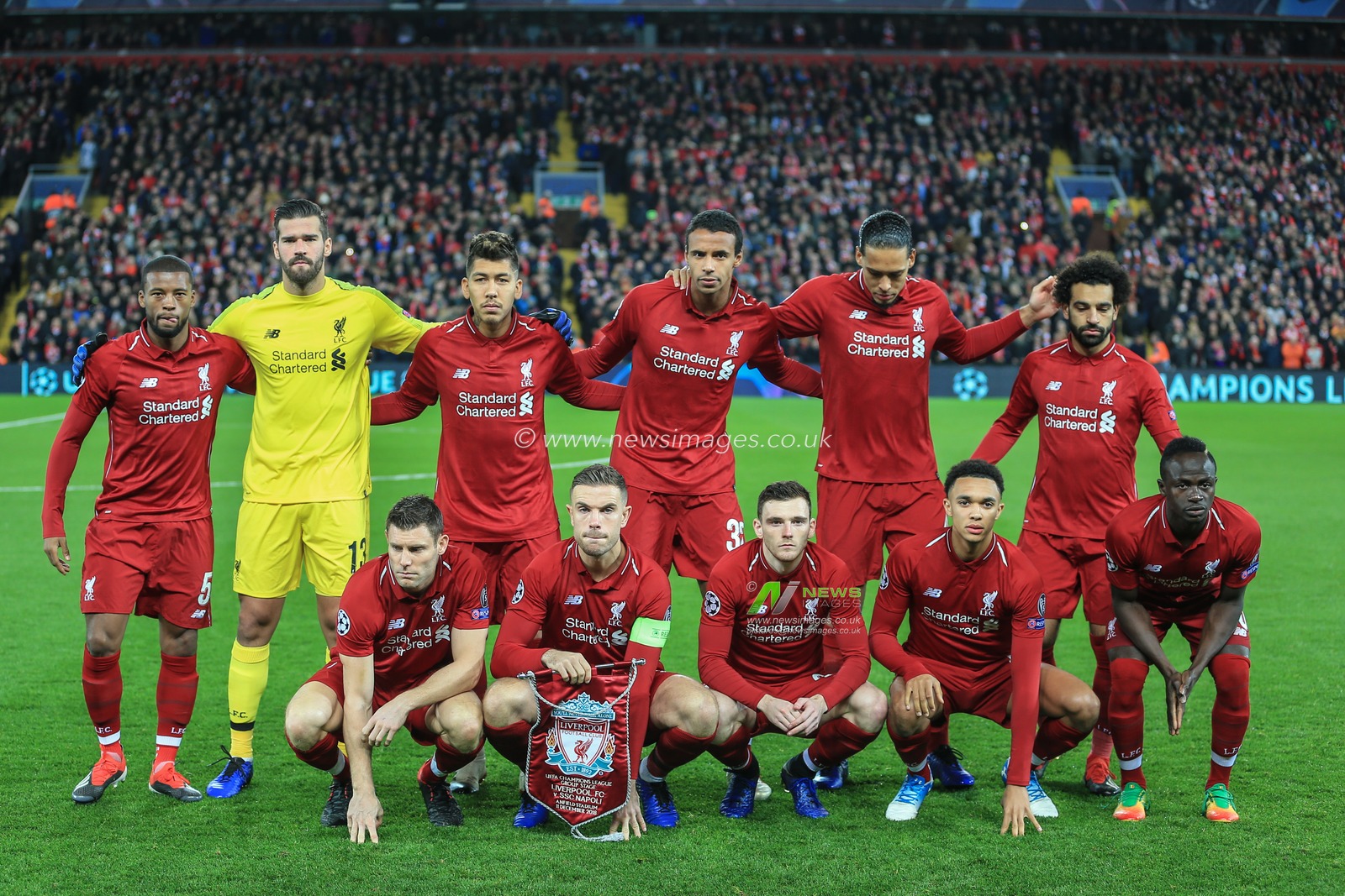 11th December 2018, Anfield, Liverpool, England; UEFA Champions League, Liverpool v Napoli ; Liverpool team shot before kick-off


  Credit: Mark Cosgrove/News Images