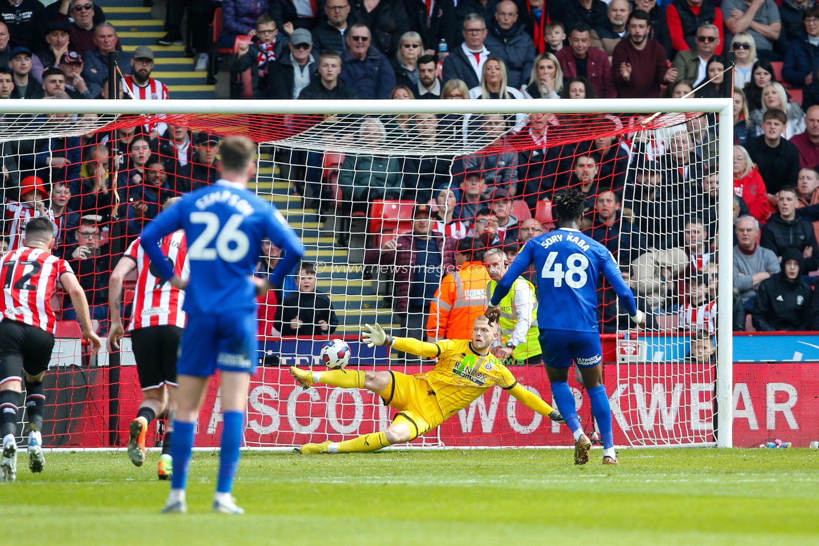 Sory Haba #48 of Cardiff City scores a penalty to make it 0-1 during the Sky Bet Championship match Sheffield United vs Cardiff City at Bramall Lane, Sheffield, United Kingdom, 15th April 2023

(Photo by Ben Early/News Images)
