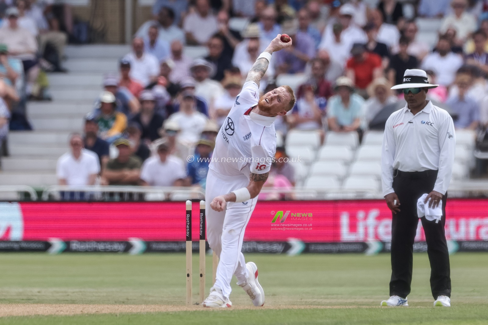 England captain Ben Stokes delivers the ball during the 3rd Rothesay Test Match Day 2 match England vs New Zealand at Trent Bridge, Nottingham, United Kingdom on 26 June 2026

(Photo by Mark Cosgrove/News Images)