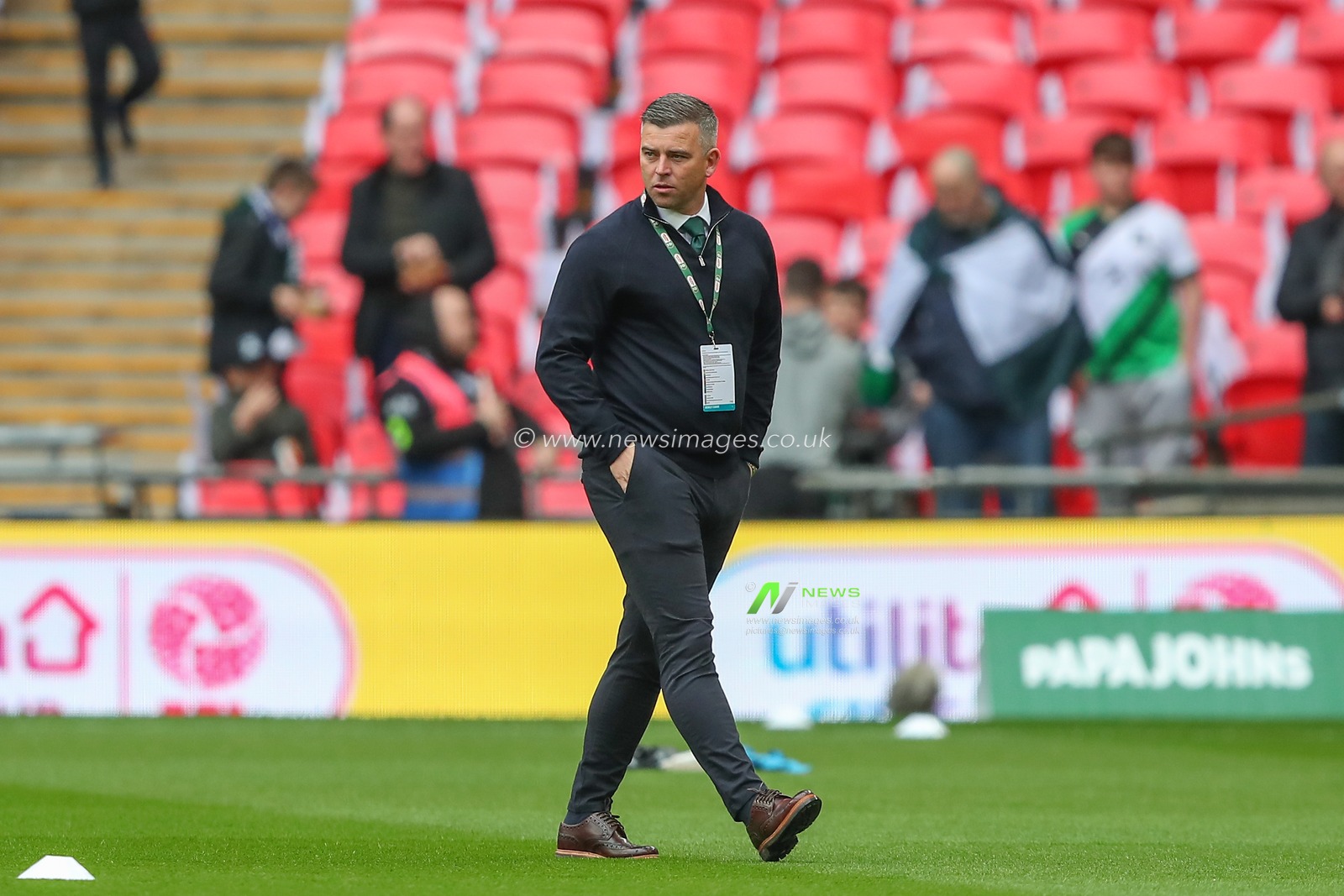 Steven Schumacher Manager of Plymouth Argyle arrives ahead of the Papa John's Trophy Final match Bolton Wanderers vs Plymouth Argyle at Wembley Stadium, London, United Kingdom, 2nd April 2023

(Photo by Gareth Evans/News Images)