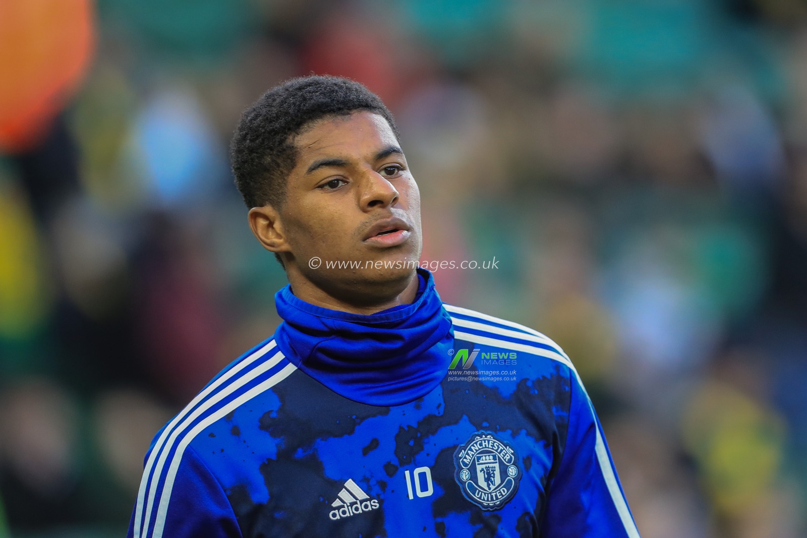 27th October 2019, Carrow Road, Norwich, England; Premier League, Norwich City v Manchester United : Marcus Rashford (10) of Manchester United during warm up 

Credit: Mark Cosgrove/News Images