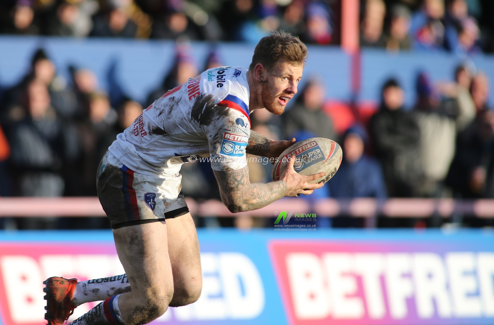 16th February 2020, Mobile Rocket Stadium, Wakefield, England; Betfred Super League, Wakefield Trinity v Warrington Wolves : Tom Johnstone of Wakefield Trinity.