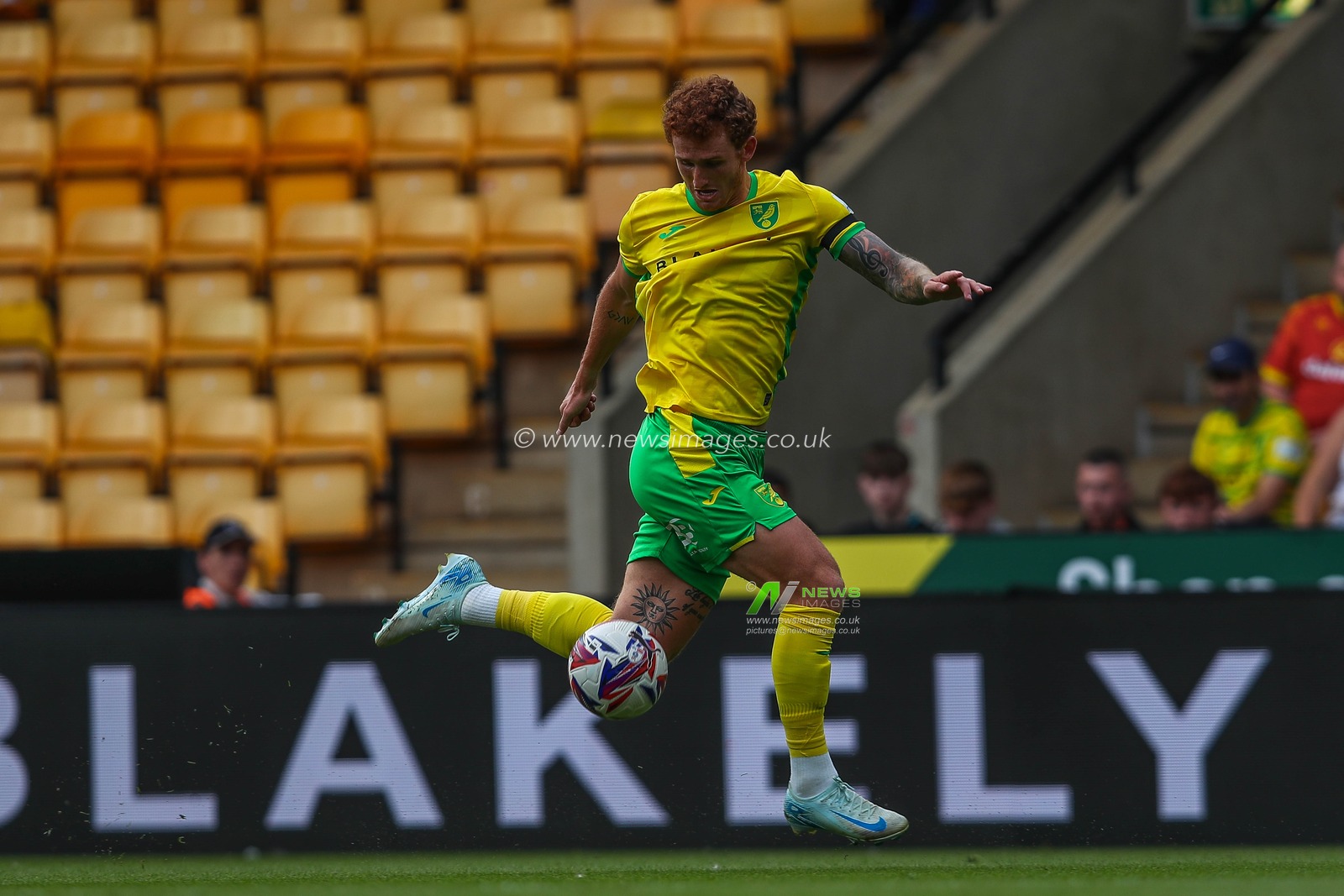 Josh Sargent of Norwich City controls the ball during the Pre-season friendly match Norwich City vs St. Pauli at Carrow Road, Norwich, United Kingdom, 3rd August 2024

(Photo by Izzy Poles/News Images)