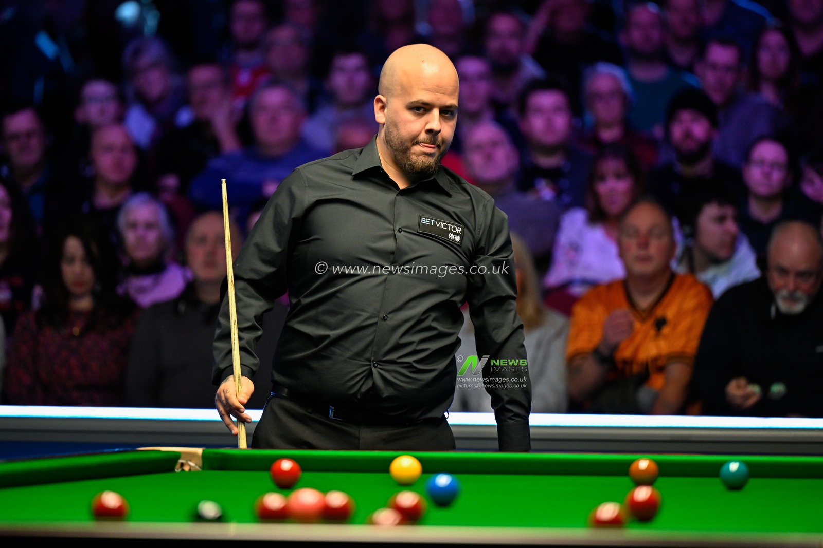 Luca Brecel, during the 2024 BetVictor Welsh Open at Venue Cymru, Llandudno, United Kingdom, 12th February 2024

(Photo by Cody Froggatt/News Images)