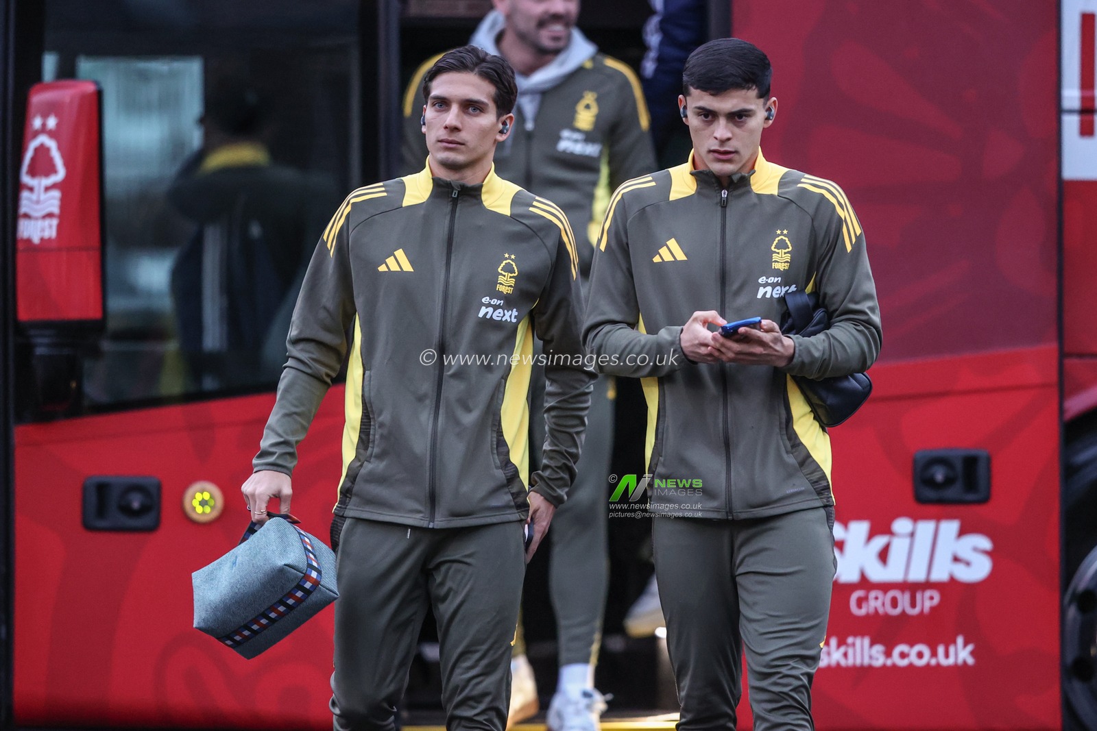 NicolÃ¡s DomÃ­nguez of Nottingham Forest and RamÃ³n Sosa of Nottingham Forest arrive during the Premier League match Nottingham Forest vs Aston Villa at City Ground, Nottingham, United Kingdom, 14th December 2024

(Photo by Alfie Cosgrove/News Images)