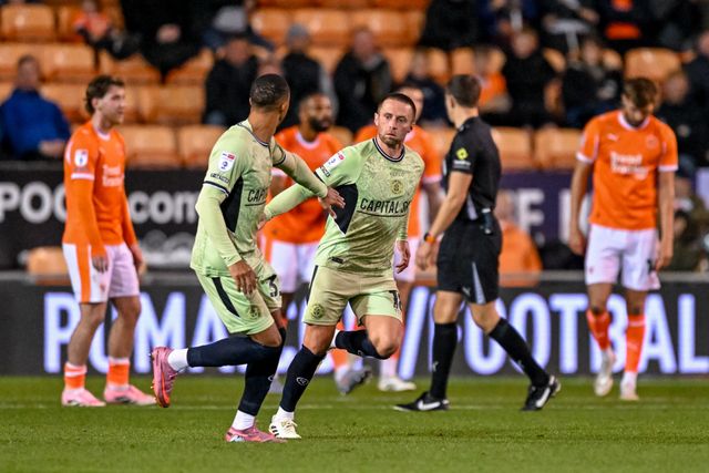Jordan Clark of Luton Town  celebrates scoring for Loton (2-1) during the Sky Bet League 1 match Blackpool vs Luton Town at Bloomfield Road, Blackpool, United Kingdom, 30th September 2025

(Photo by Adam Gee/News Images)