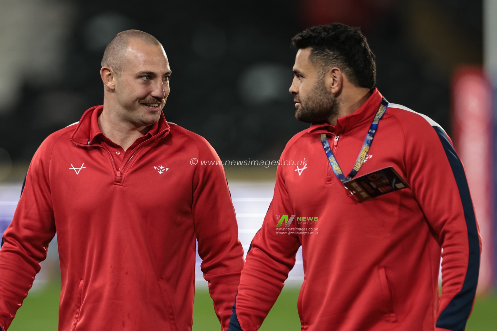 Karl Lawton of Hull KR and Rhyse Martin of Hull KR arrive during the World Club Challenge 2026 match Hull KR vs Brisbane Broncos at MKM Stadium, Hull, United Kingdom on 19 February 2026

(Photo by Mark Cosgrove/News Images)