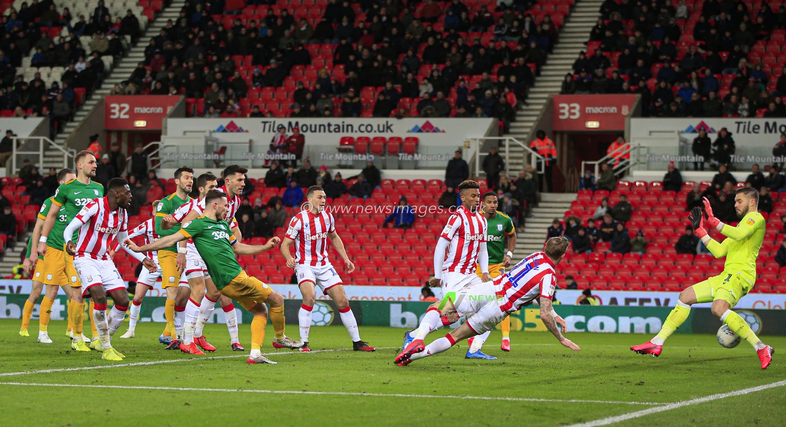 12th February 2020, Bet365 Stadium, Stoke-on-Trent, England; Sky Bet Championship, Stoke City v Preston North End : Alan Browne (8) of Preston North End scores to make it 0-1 to Preston in the 57th minute