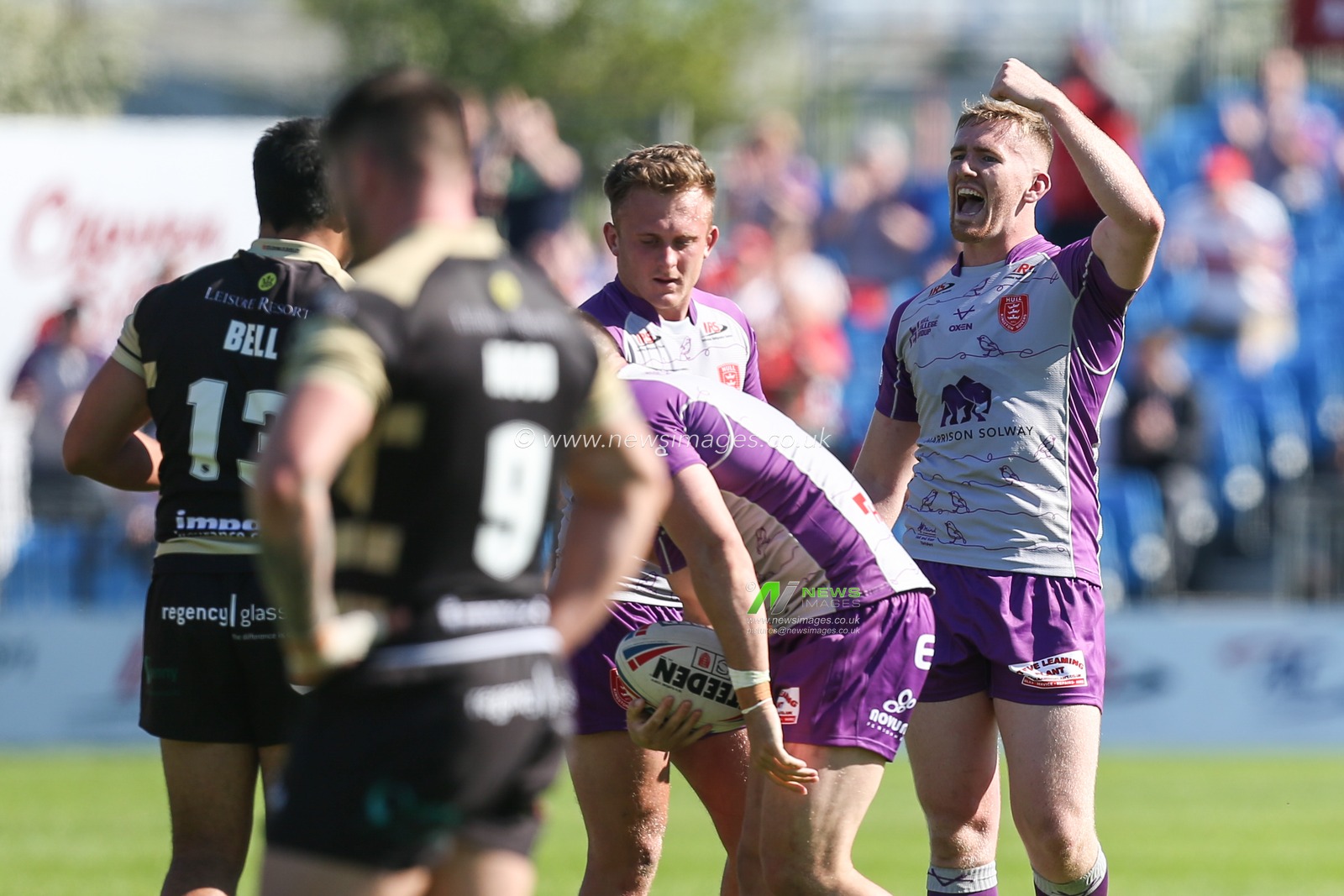 Rowan Milnes (25) of Hull KR celebrates after the final whistle