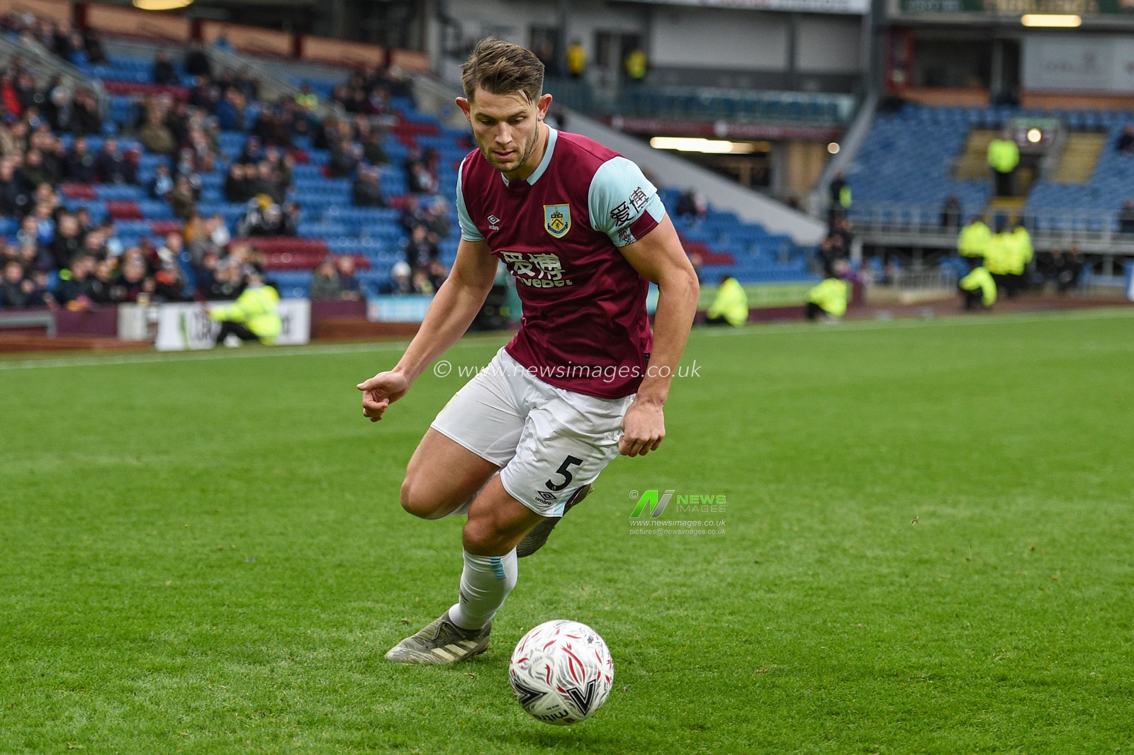 4th January 2020, Turf Moor, Burnley, England; Emirates FA Cup, Burnley v Peterborough : James Tarkowski (5) of Burnley in action during the game.

Credit: Richard Long/News Images