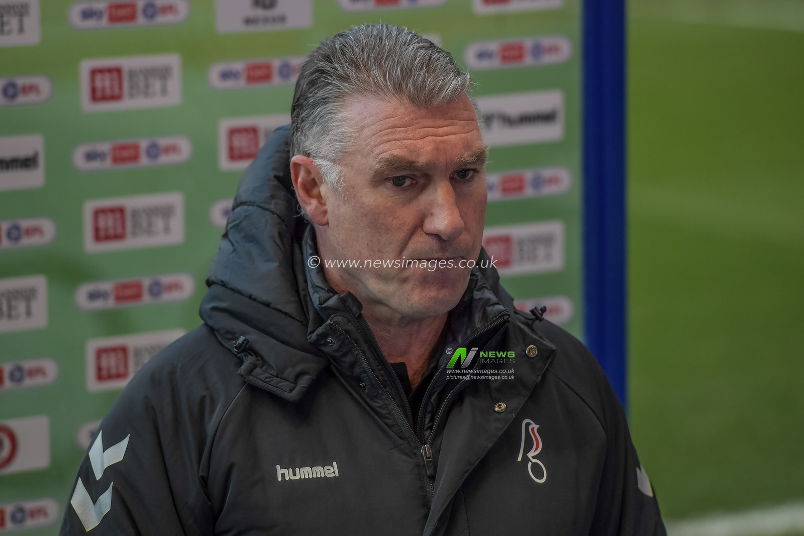 Nigel Pearson manager of Bristol City answers questions from the media after the final whistle