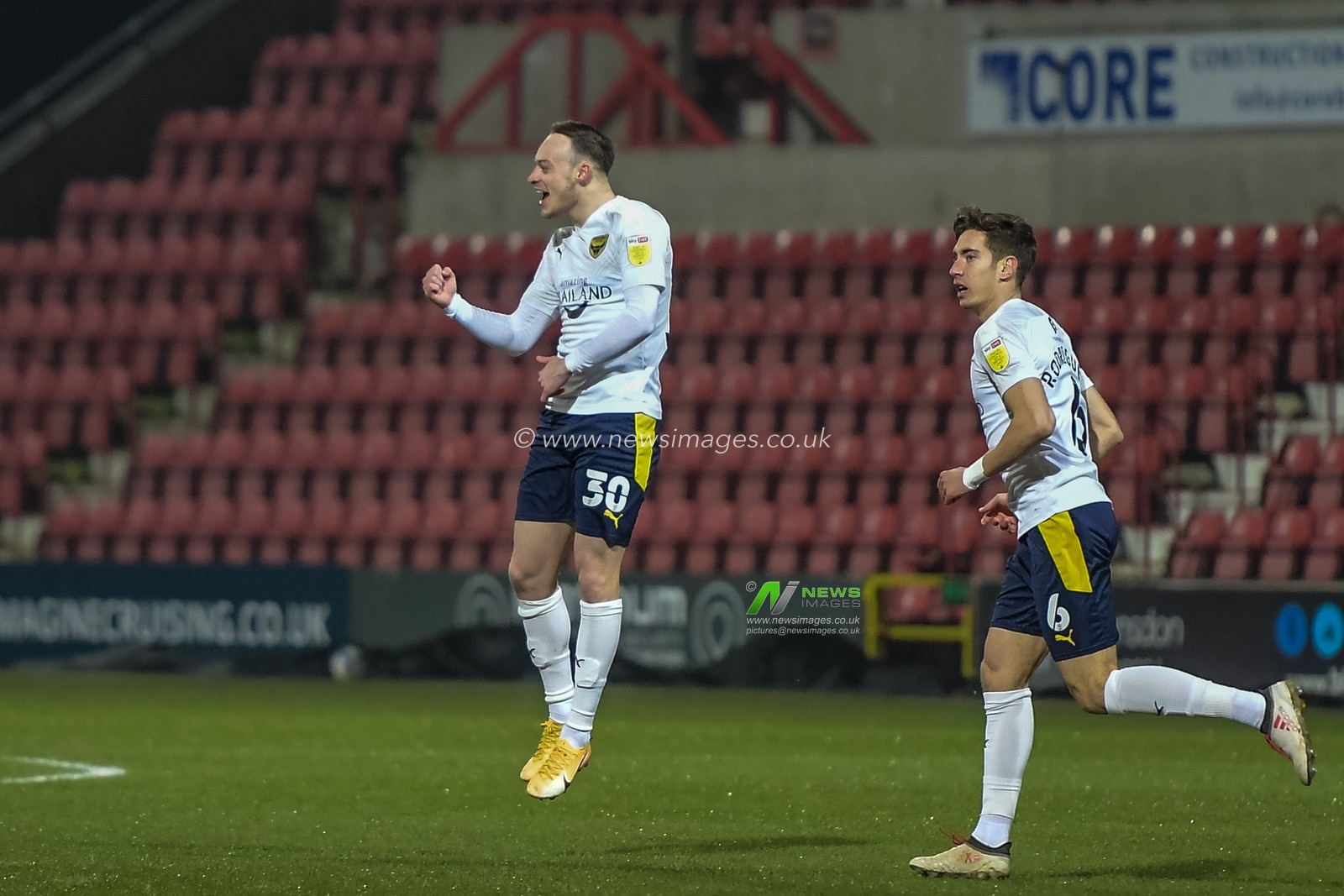Brandon Barker #30 celebrates his goal to make it 0-1 to Oxford Utd