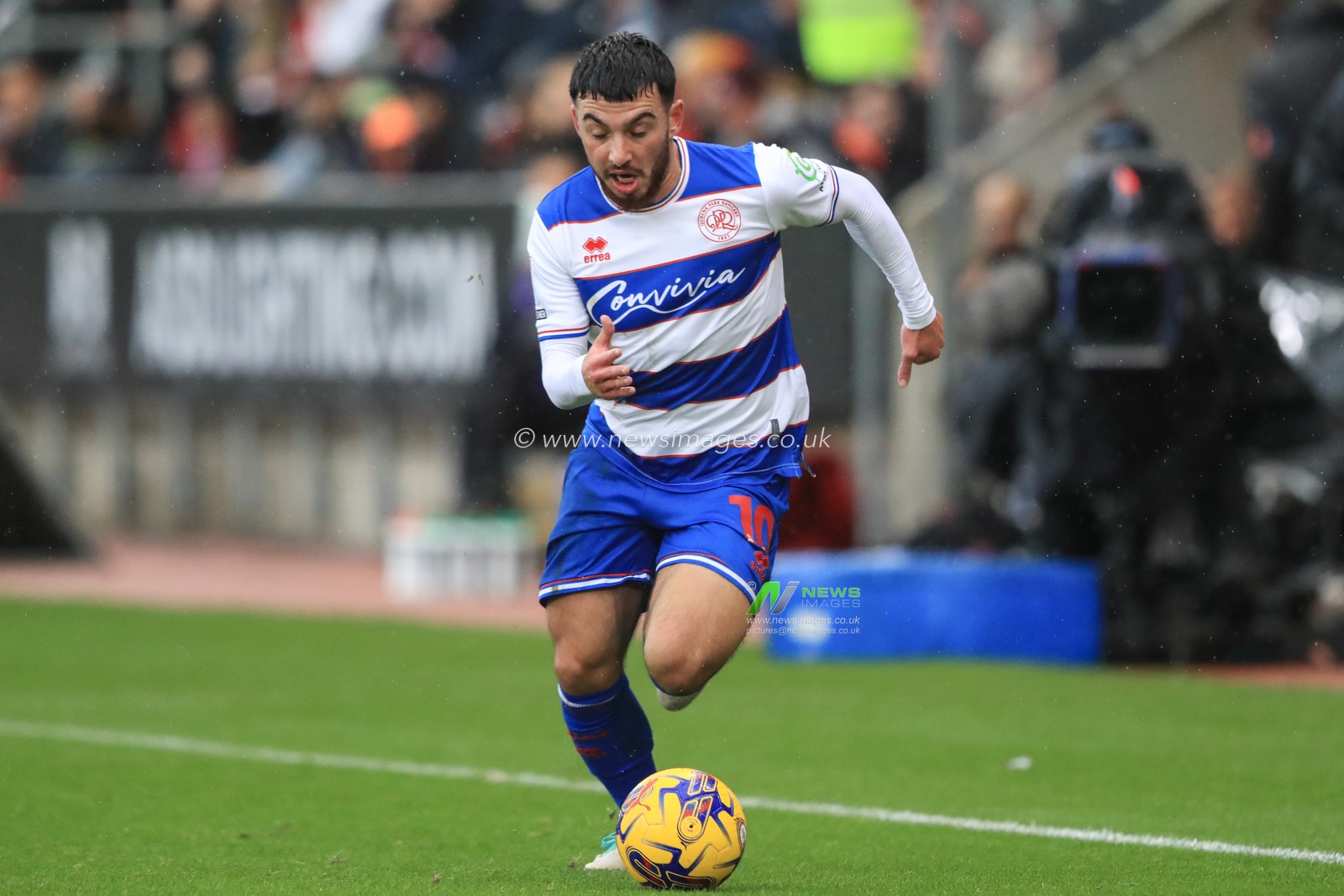 Ilias Chair #10 of Queens Park Rangers breaks with the ball during the Sky Bet Championship match Rotherham United vs Queens Park Rangers at New York Stadium, Rotherham, United Kingdom, 4th November 2023

(Photo by Alfie Cosgrove/News Images)