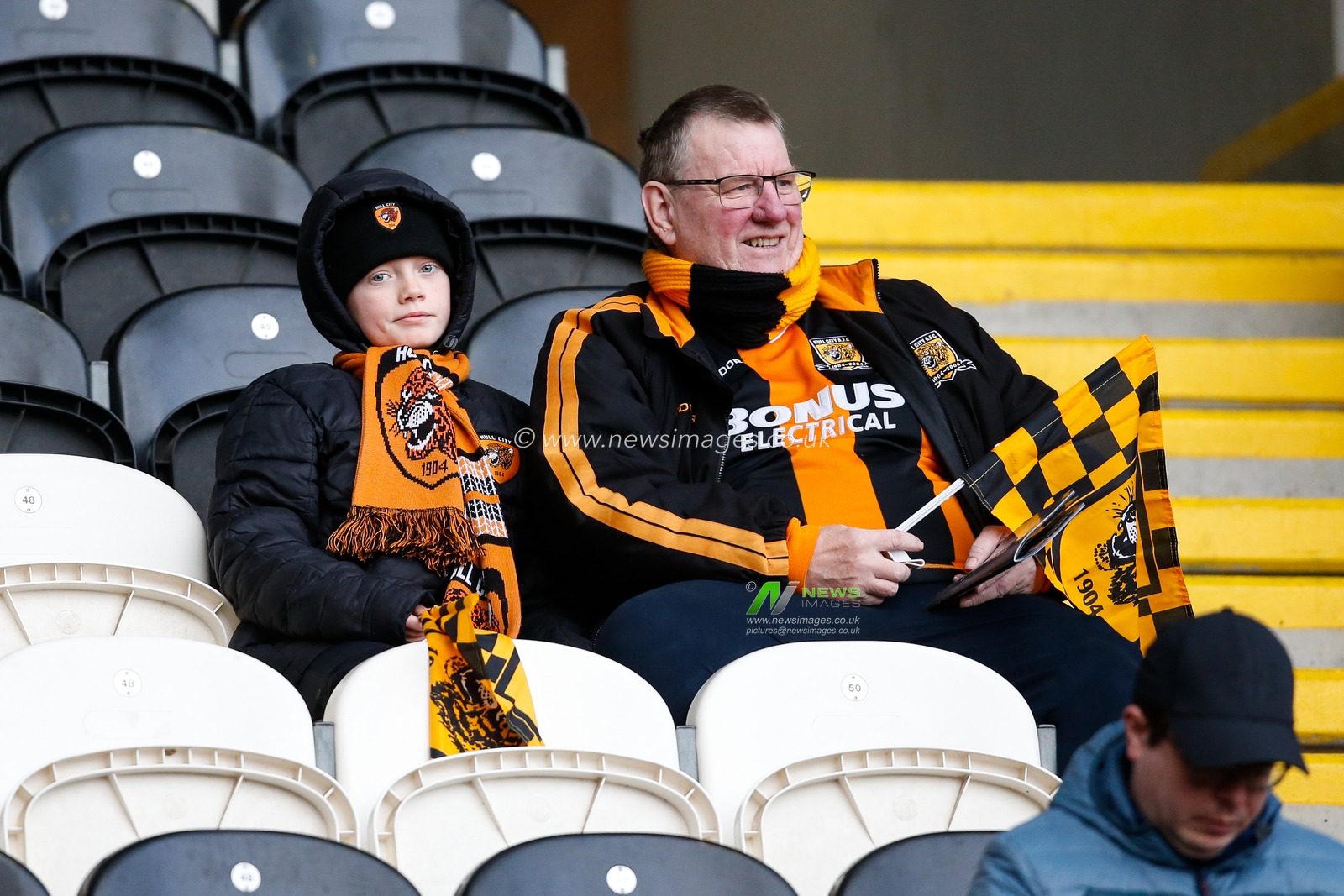 Fans of Hull City before the Sky Bet Championship match Hull City vs Huddersfield Town at MKM Stadium, Hull, United Kingdom, 14th January 2023

(Photo by Ben Early/News Images)