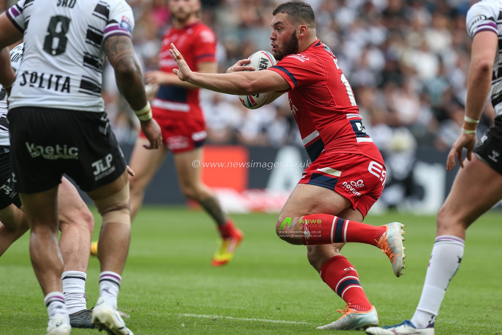 Matty Storton #13 of Hull KR in action during the game during the Betfred Super League match Hull FC vs Hull KR at MKM Stadium, Hull, United Kingdom, 3rd September 2022

(Photo by David Greaves Photos/ Via/News Images)