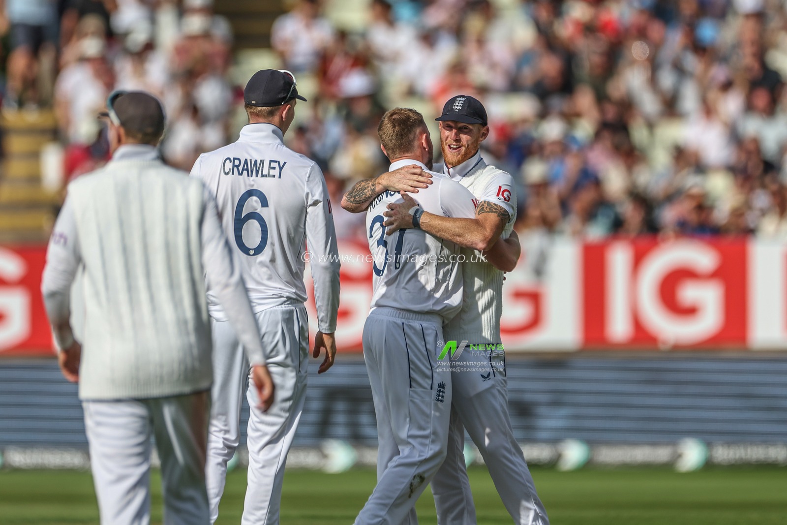 Gus Atkinson of England celebrates bowling out Jason Holder of West Indies during the 3rd Rothesay Test Match Day One match England vs West Indies at Edgbaston, Birmingham, United Kingdom, 26th July 2024

(Photo by Mark Cosgrove/News Images)