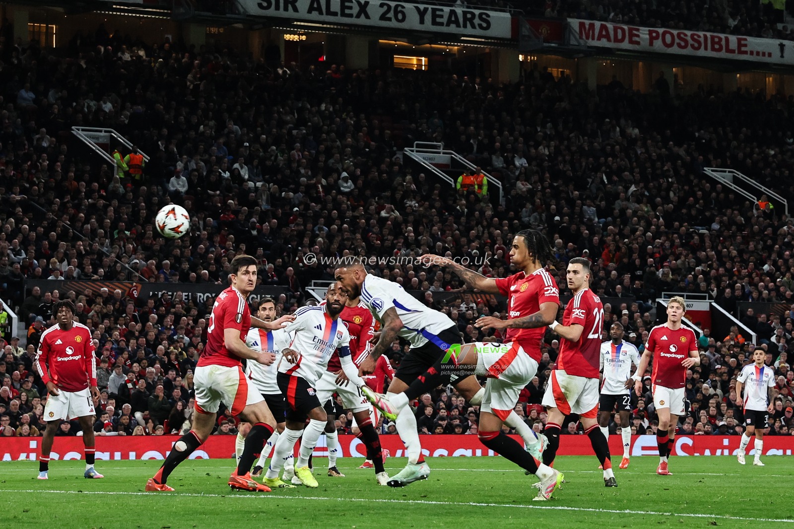 Corentin Tolisso of Lyon scores a goal to make it 2-1 during the UEFA Europa League Quarter-finals match Manchester United vs Lyon at Old Trafford, Manchester, United Kingdom, 17th April 2025

(Photo by Mark Cosgrove/News Images)