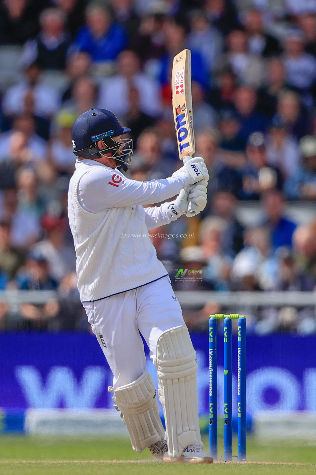 Jonny Bairstow of England hits to the boundary during the LV= Insurance Ashes Fourth Test Series Day Three Test Series match England vs Australia at Old Trafford, Manchester, United Kingdom, 21st July 2023

(Photo by Conor Molloy/News Images)